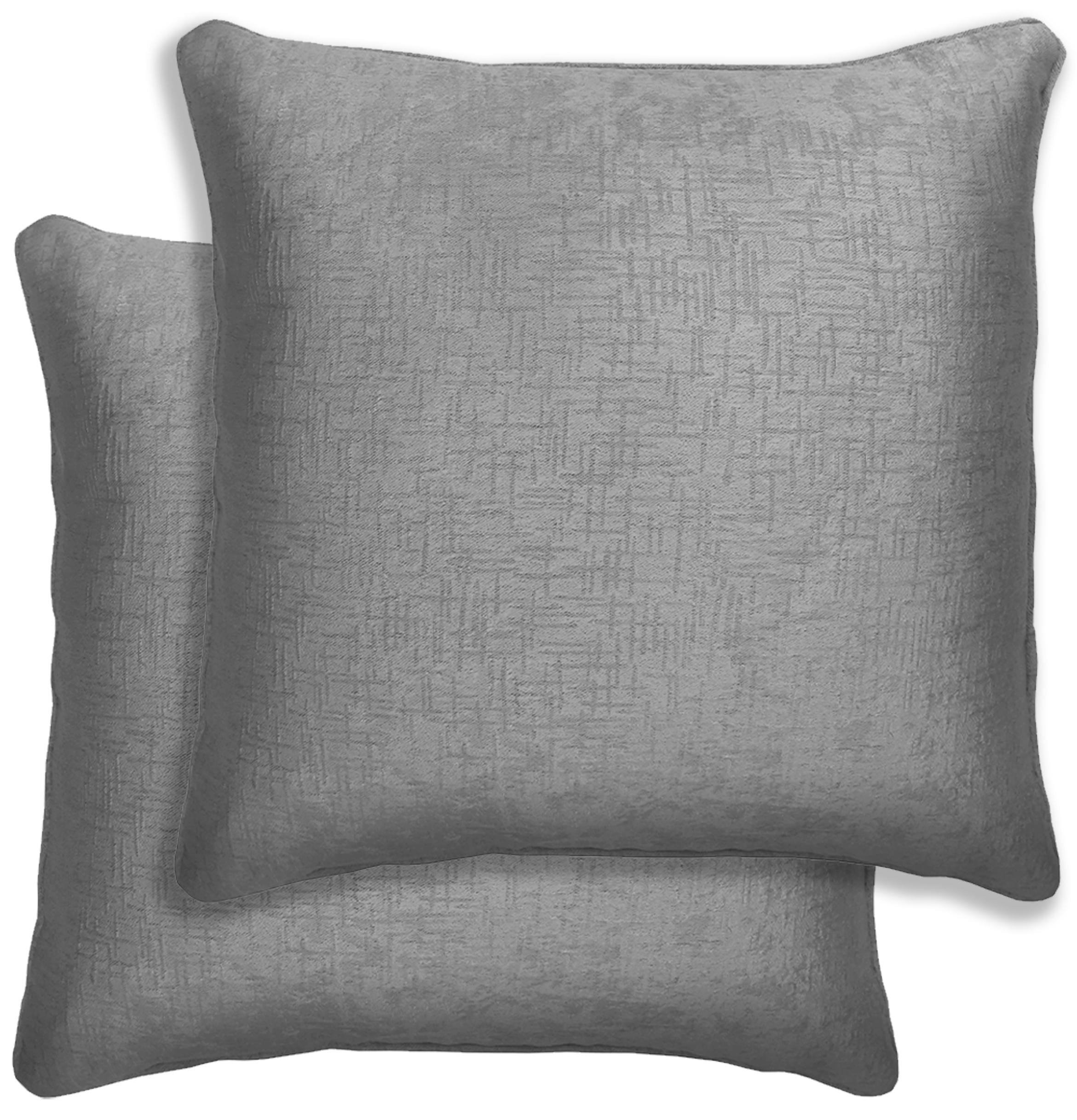 Enhanced Living Grey Pair Of Vogue Textured Double Sided Zip Opening Piped Edge Cushion Covers - 43X43cm - Cases Only