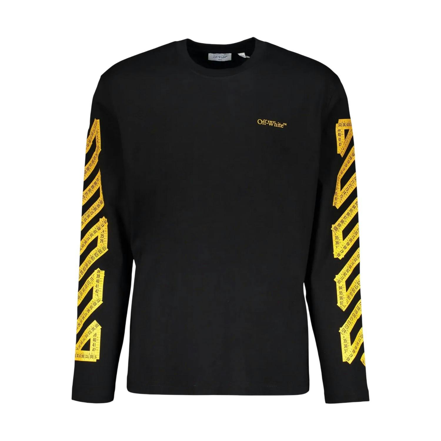 Off-White Men's White/Black Off- Off Tape Logo T-Shirt - Black/Citrus - L - Black/Citrus - 100% Cotton
