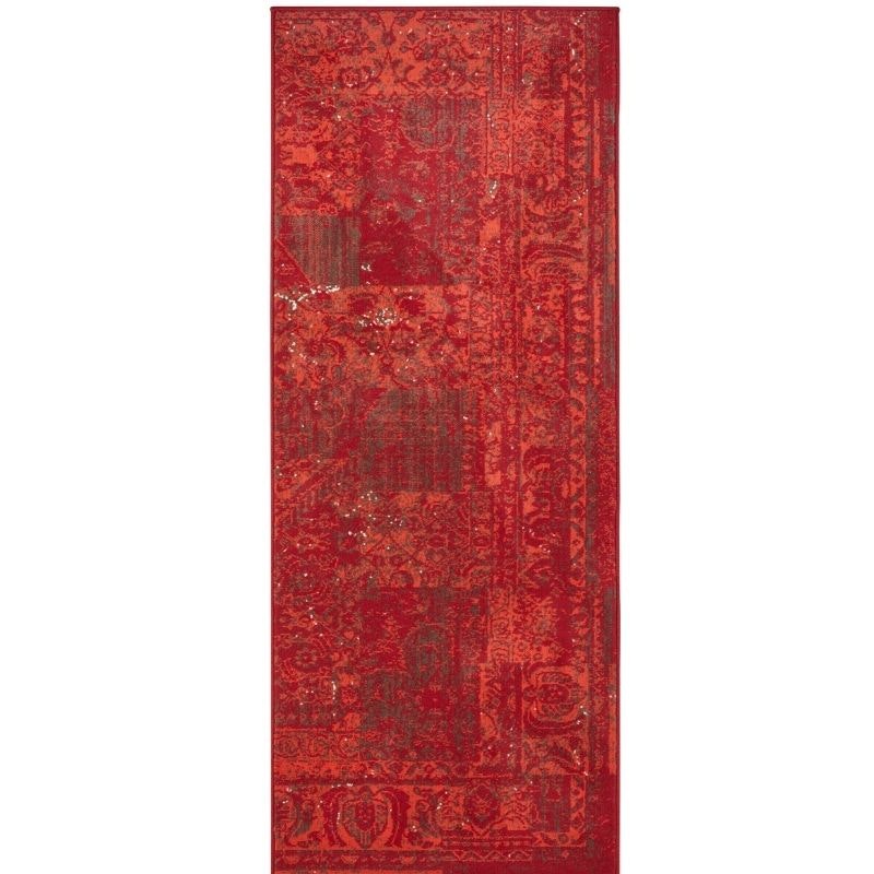 Rackhams Red Design Velour Rug Plume – Soft & Durable - 80X250 Cm