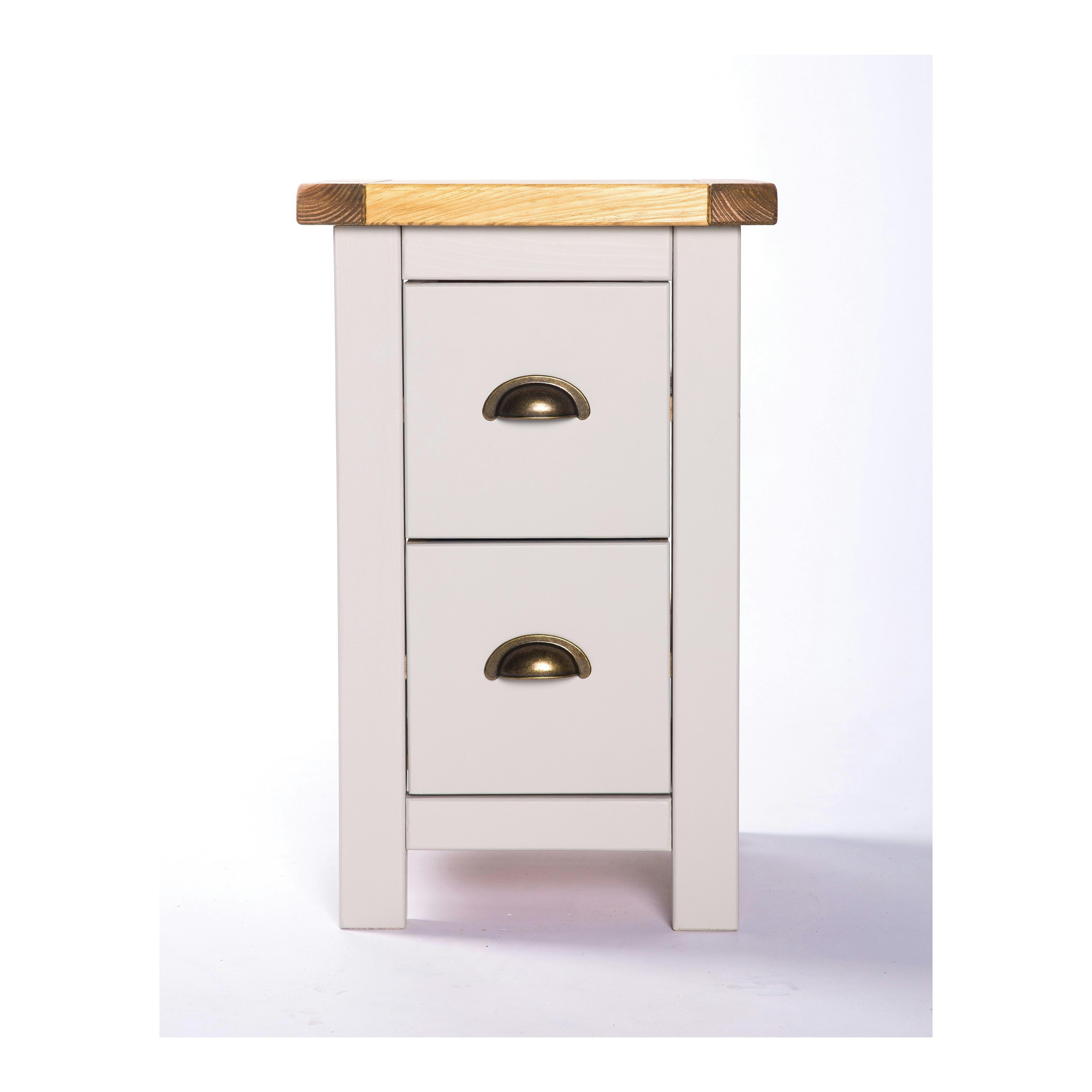 Cabinet Bits Argenta 2 Drawer Petite Bedside Cabinet - Grey / Brass Cup - Image 3