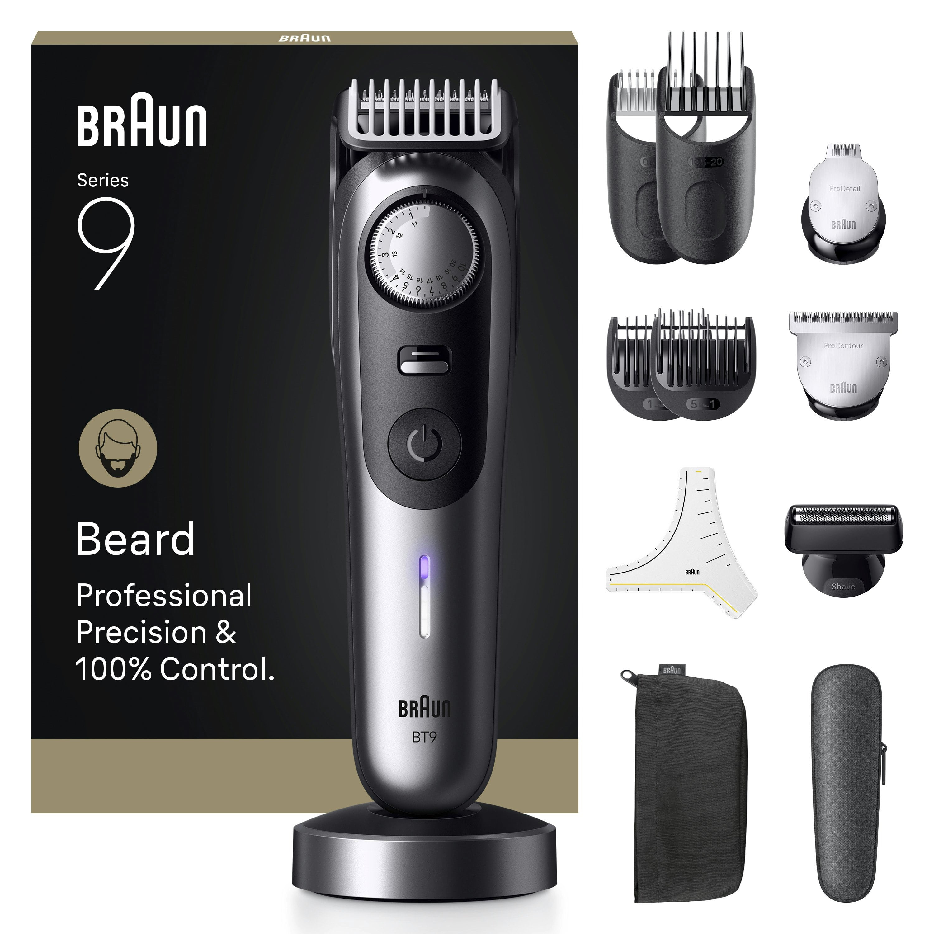 Braun Beard Trimmer Series 9 BT9560 - ProBlade, 52 Lengths, 12 Barbering Tools - Silver - Image 7