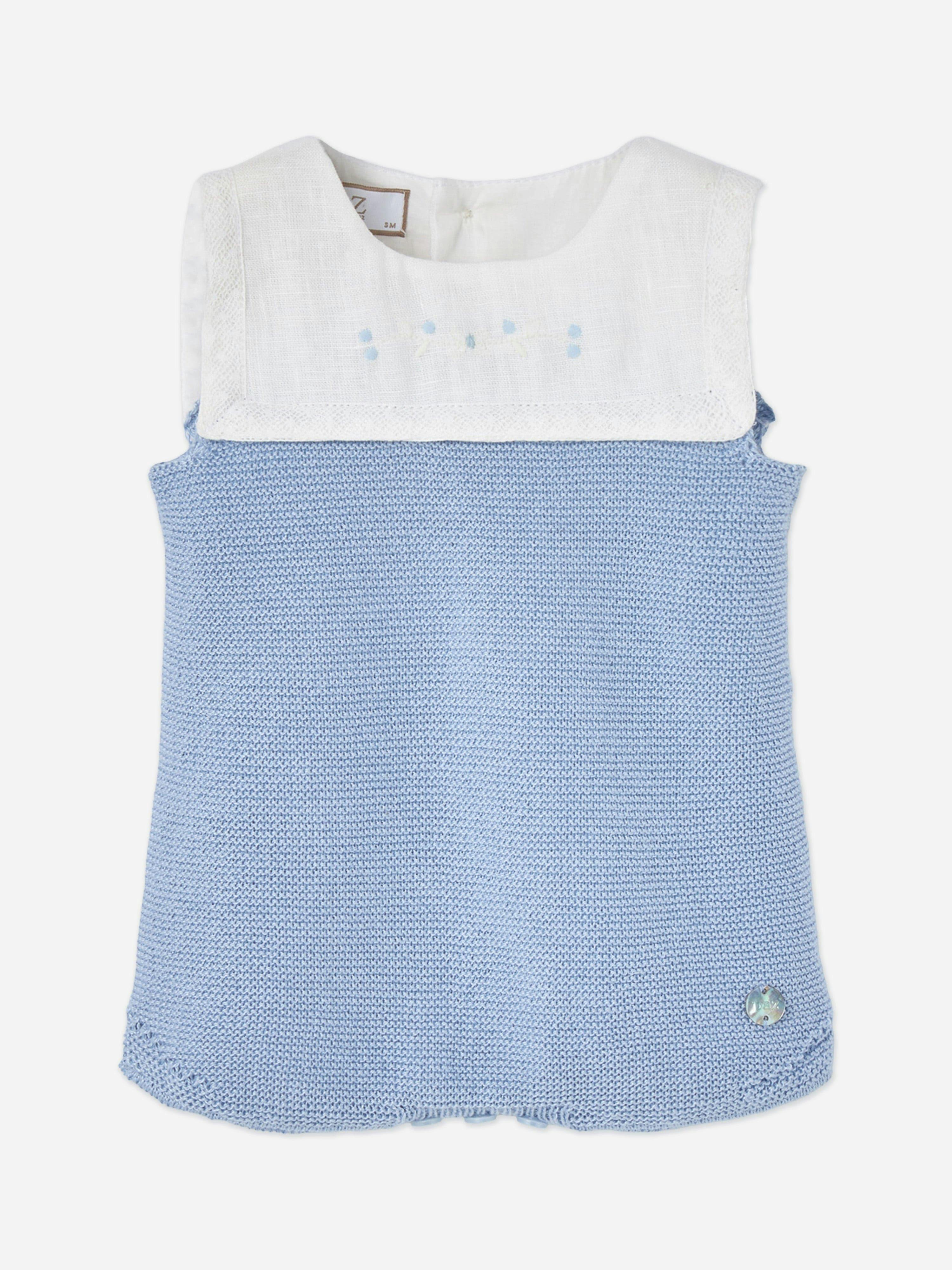 Paz Rodriguez Men's Blue Baby Boys Cotton Knit Romper In - 3 Mths