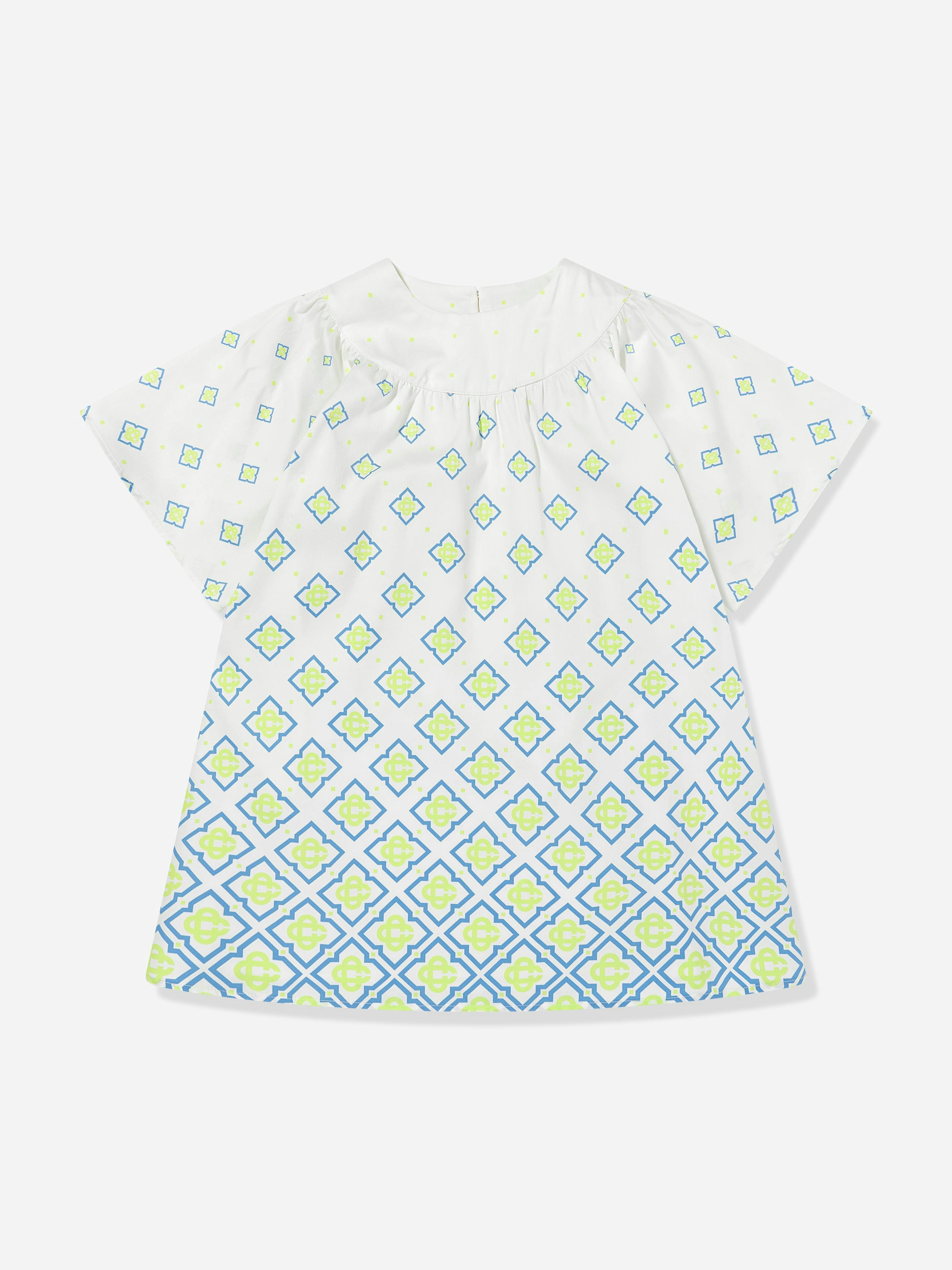 Casablanca Girls Green Degrade Monogram Dress In - 13 - 14 Yrs