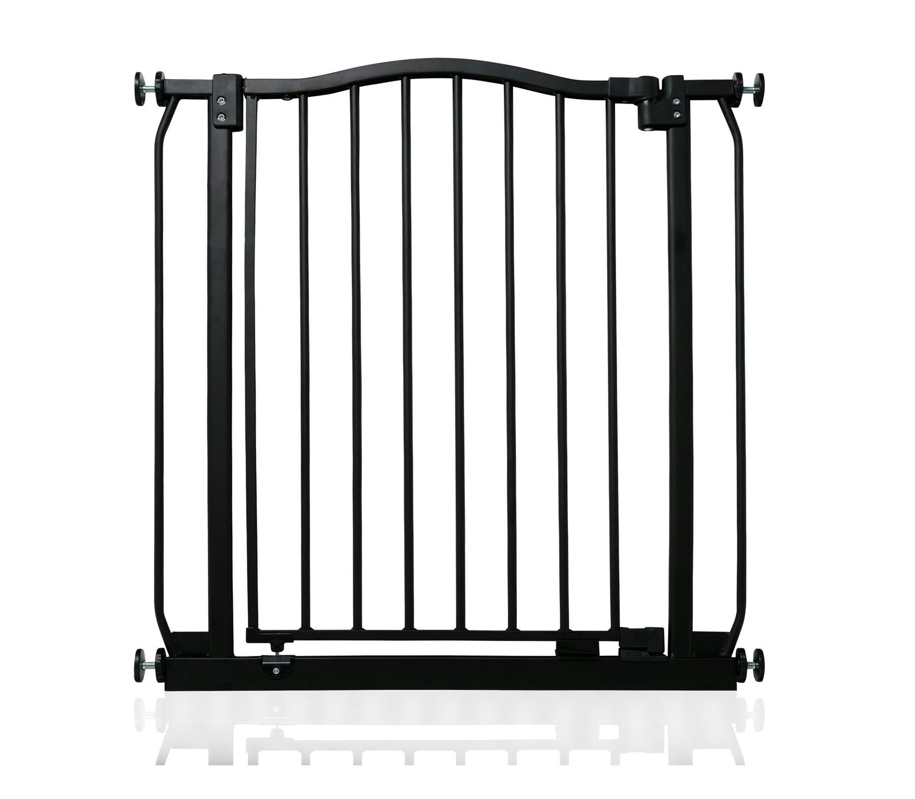 Safetots Black Curved Top Safety Gate, 71Cm - 80Cm, Matt Pressure Fit Stair Gate - Metal - 71Cm -80Cm