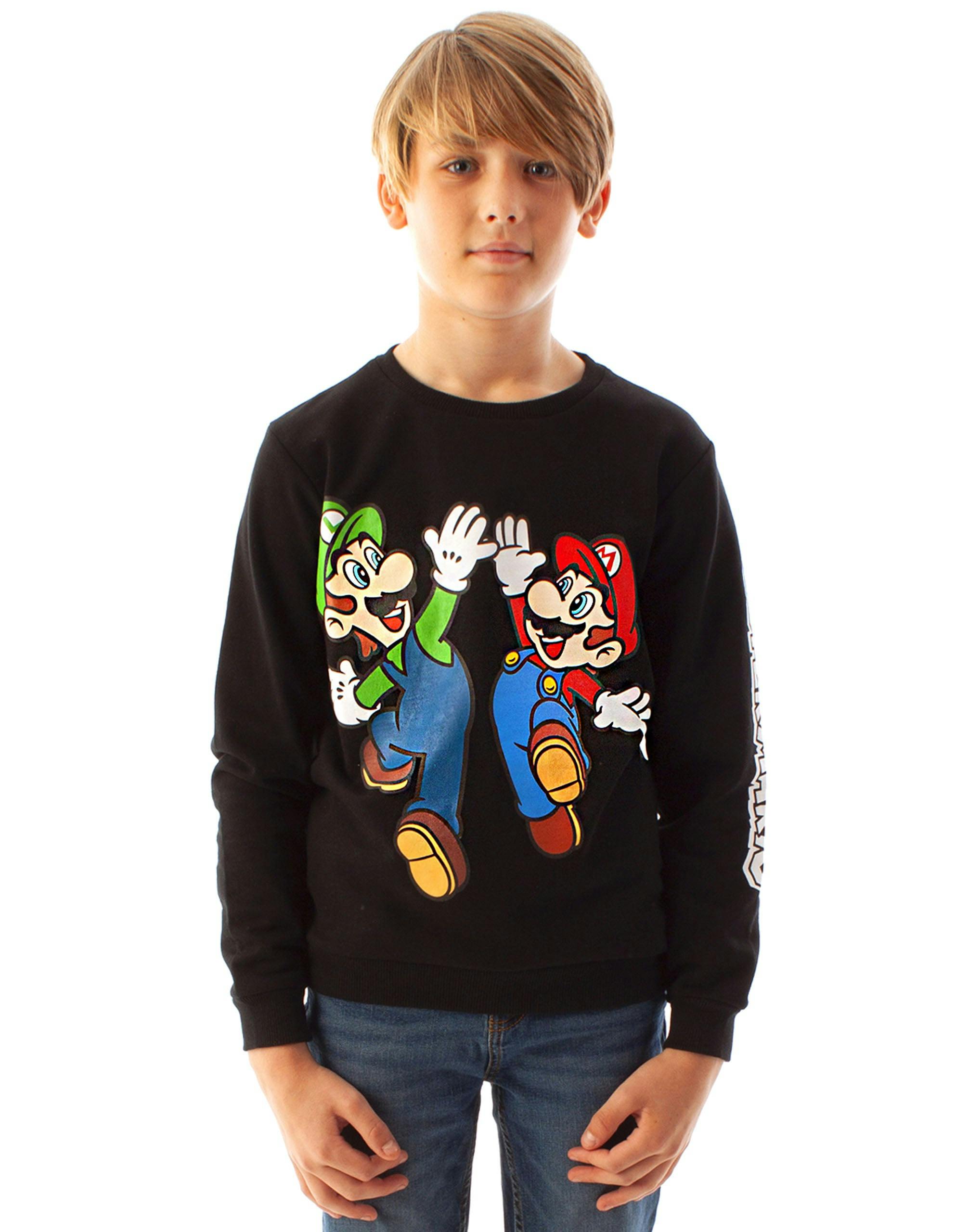 Vanilla Underground Boys Black Nintendo Multi-Character Placement Print Sweatshirt - 7-8 Years
