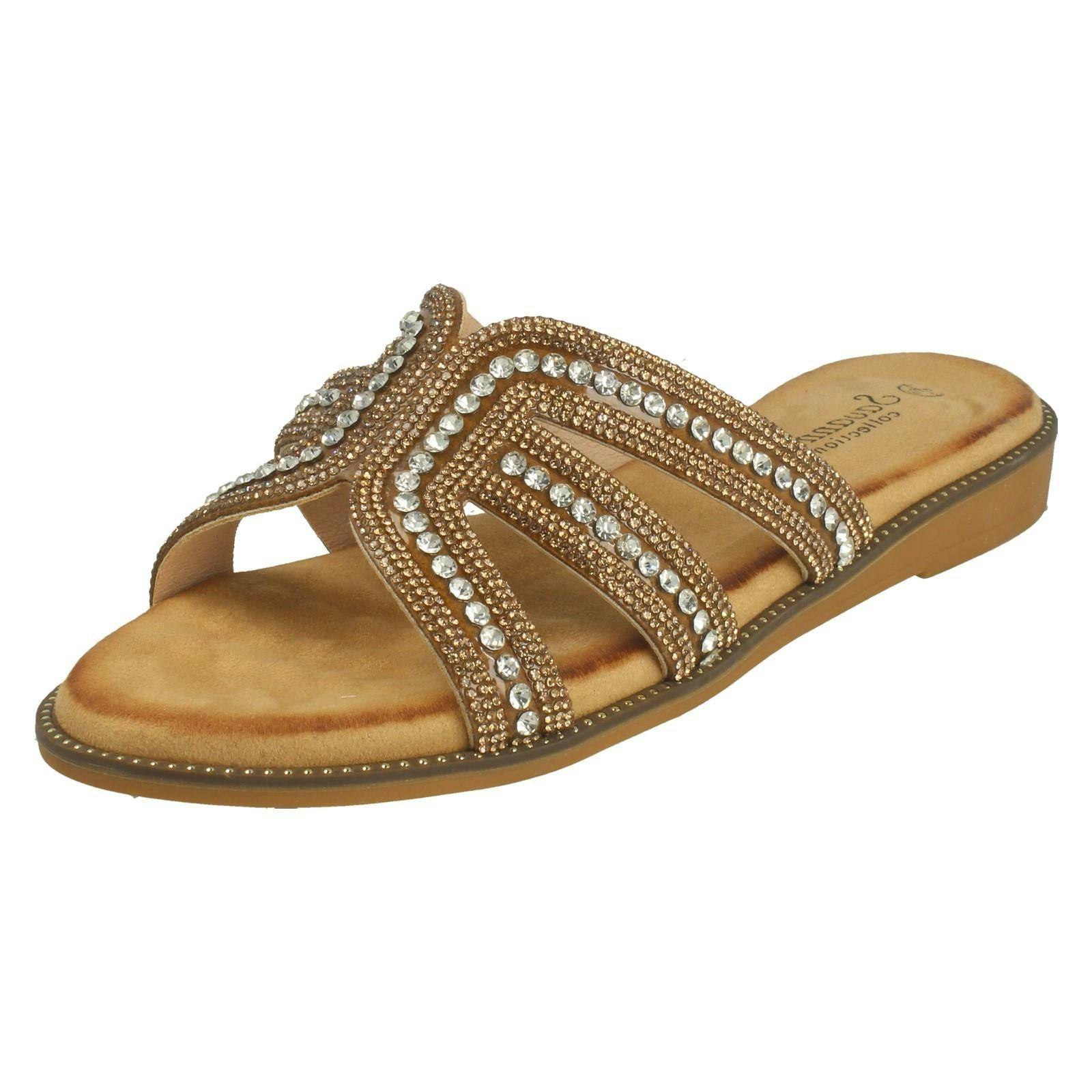 Savannah Women's Bronze Flat Mule Sandals F00472 - Uk 7