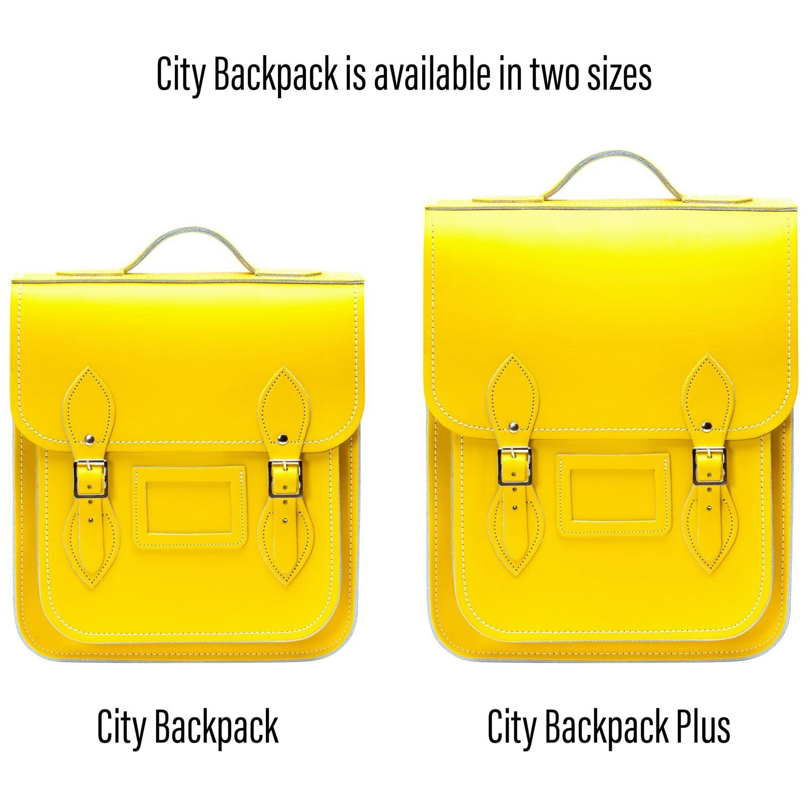 Zatchels Yellow Handmade Leather City Backpack - Pastel Daffodil - Plus