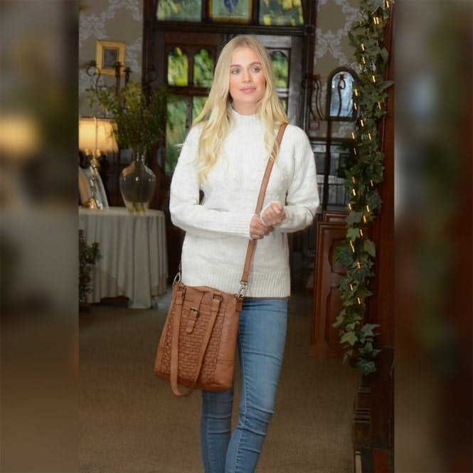 Ashwood Vintage Woven Leather Bag - One Size - Taupe - Leather