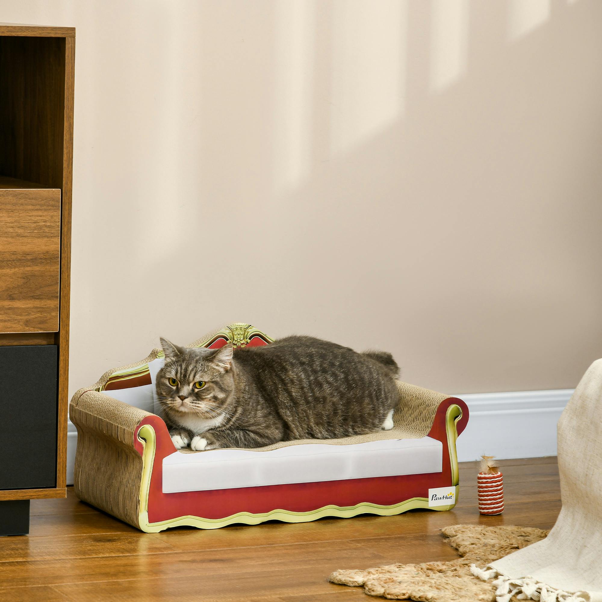 Pawhut Cat Scratching Board, Cardboard Lounge Sofa With Catnip, 58 X 29.5 X 29Cm - Image 4