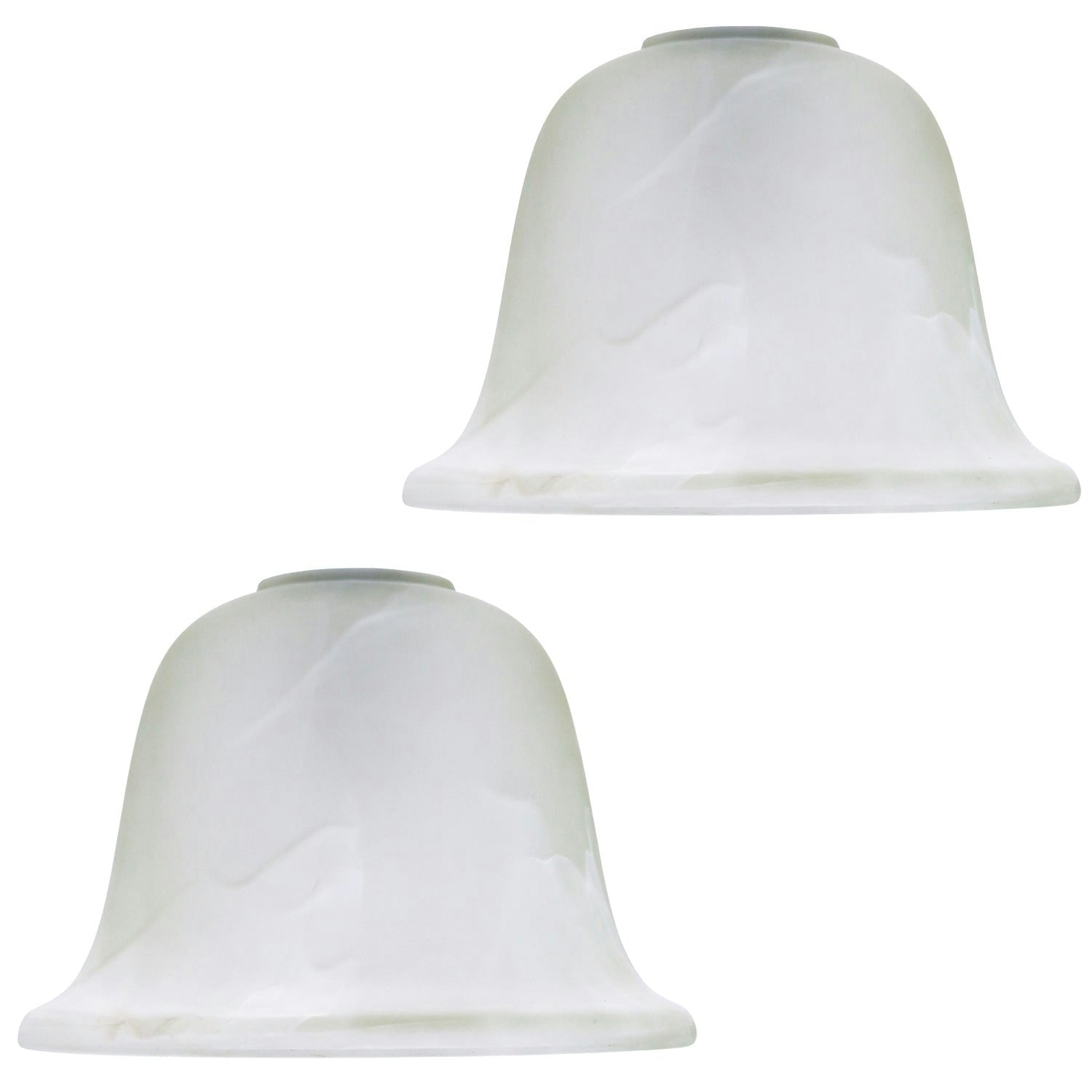 Happy Homewares White Pair Of Alabaster Glass Shades With Traditional Shape For E14 And E27