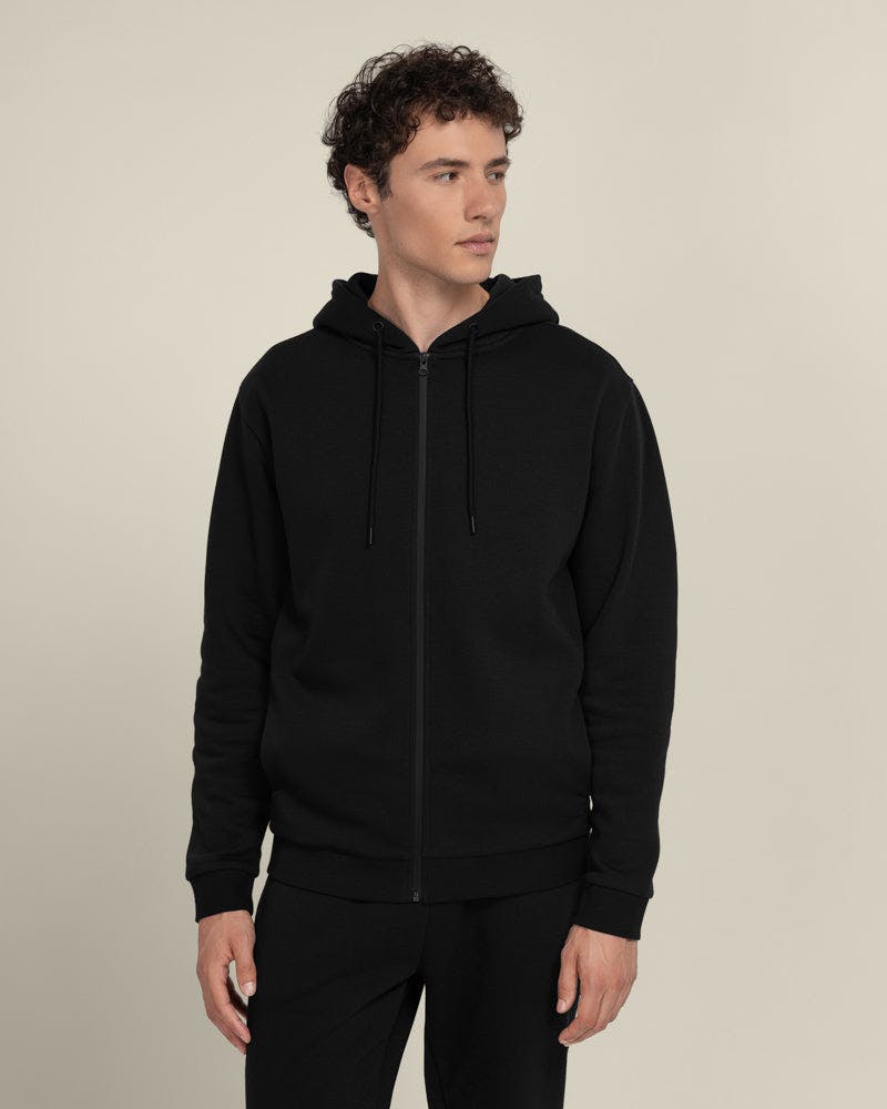 Larsson & Co Black Faaborg - Zip-Through Hoodie - Xl