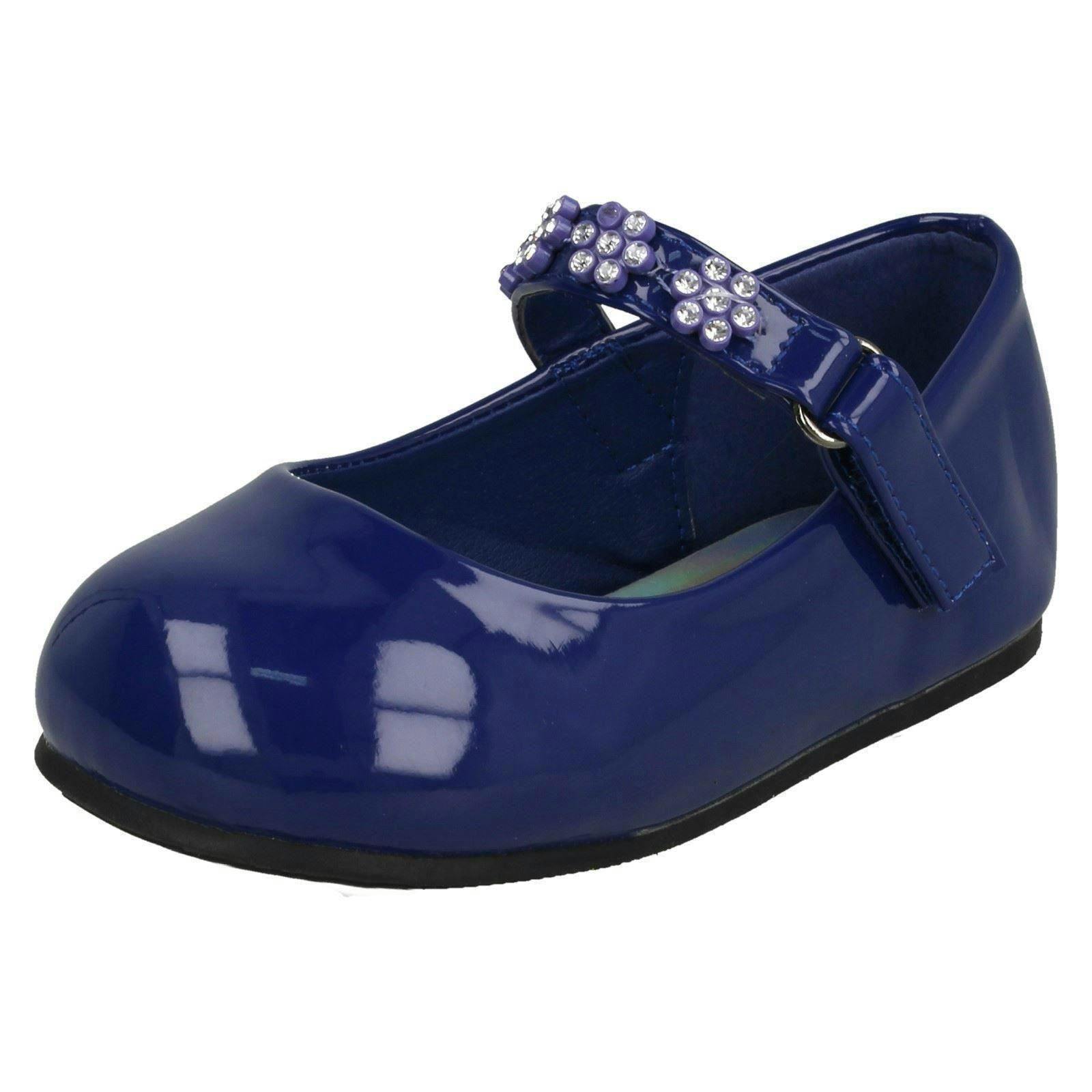 Spot On Girls Diamante Flower Strap Ballerinas H2487 - Navy - Uk 8 Child
