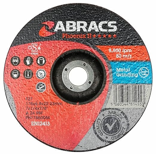 Rackhams Ph17860dm Phoenix Ii Dpc Metal Grinding Disc, 178Mm X 6Mm X 22Mm