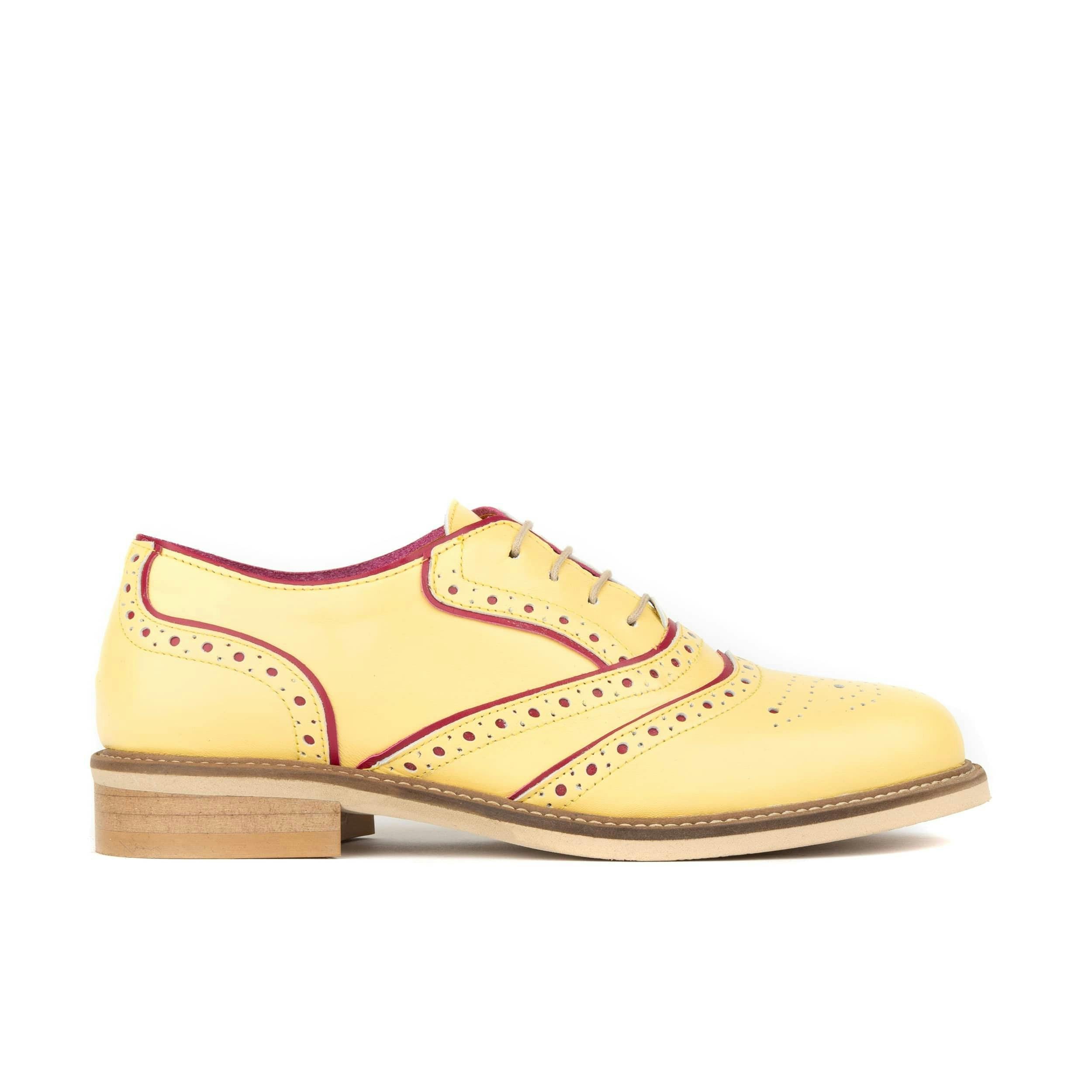 Embassy London Women's Yellow Brick Lane - Pastel - Contrast Leather Lace-Up Brogue - Uk 8 / Eu 41 / Us 10