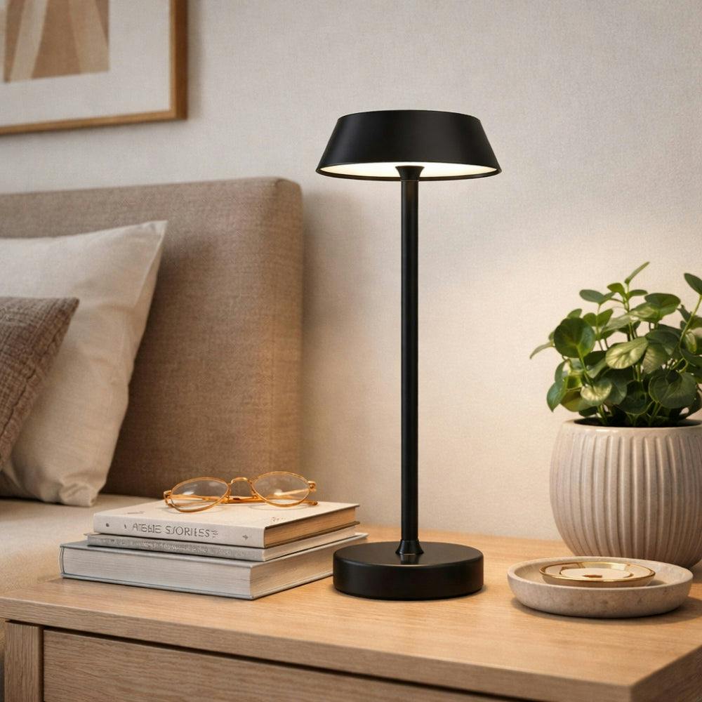 Rackhams Black Energize Led Rechargeable Desk Table Lamp With Touch Sensor