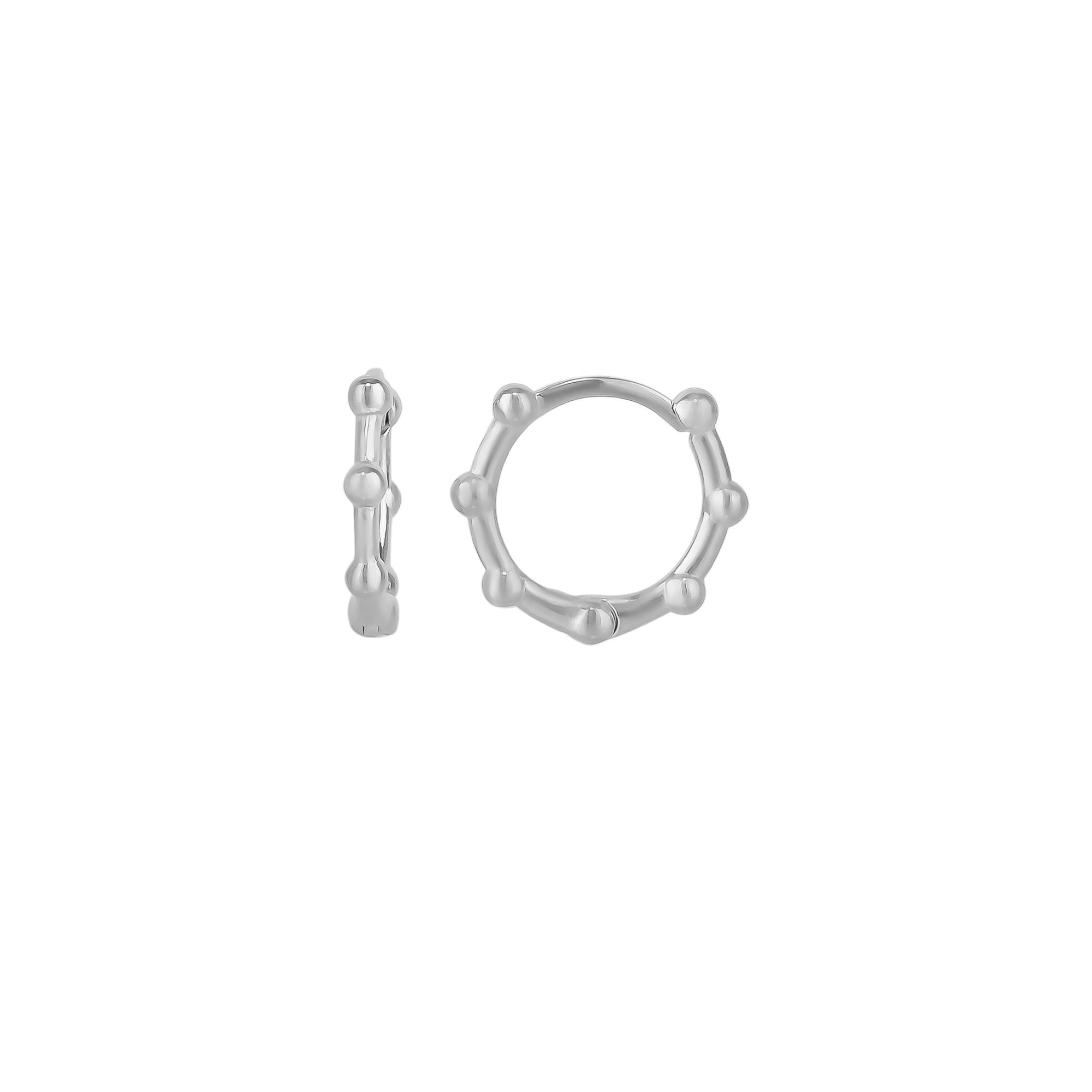 Spero London Silver Seven Bead Sterling Hoop Earrings - Image 2