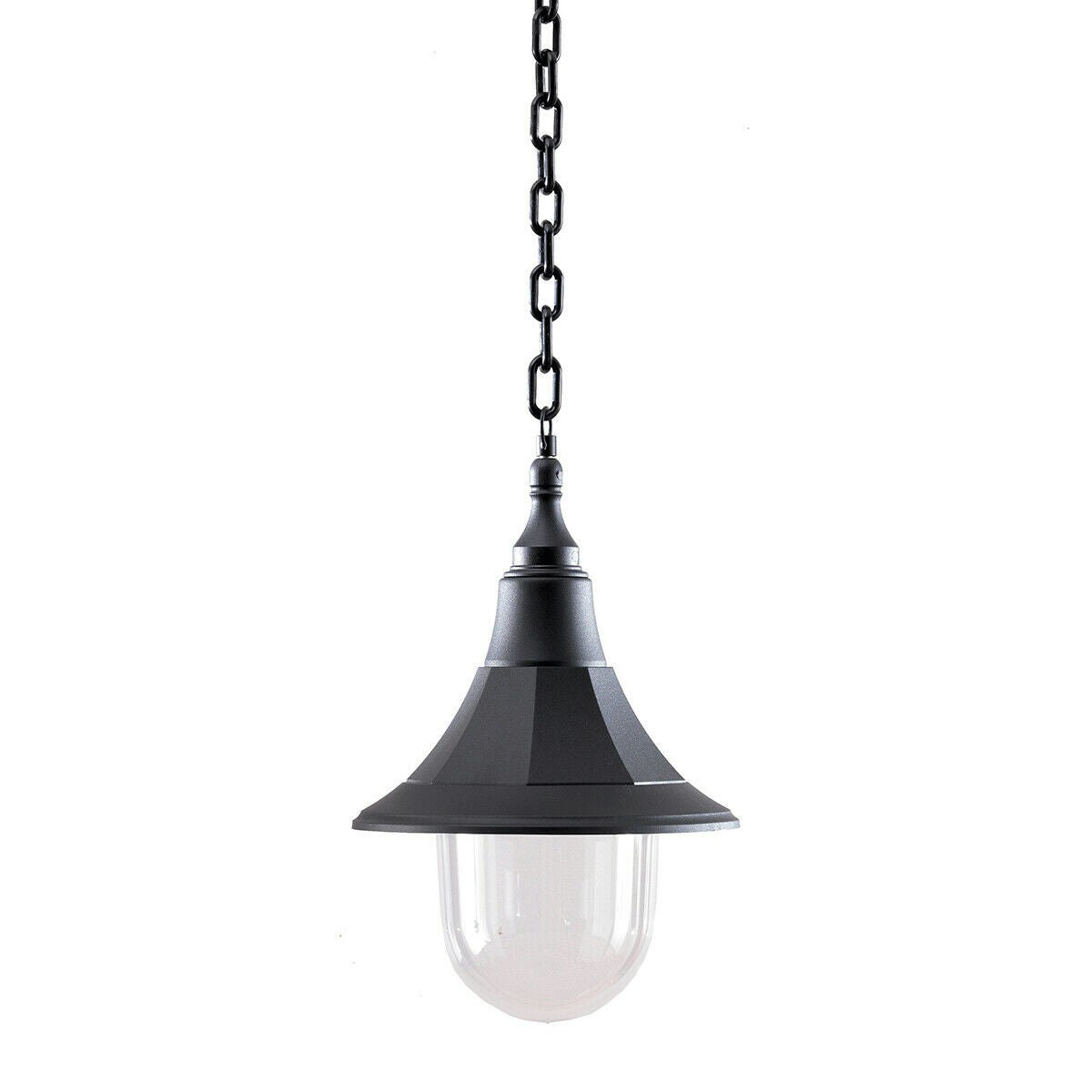 Loops Outdoor IP44 1 Bulb Chain Lantern Black Polycarbonate LED E27 100W