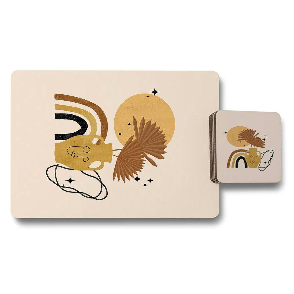 Rackhams Set Of 12 Placemats And Coasters With Designer Artwork And Wood Bottom