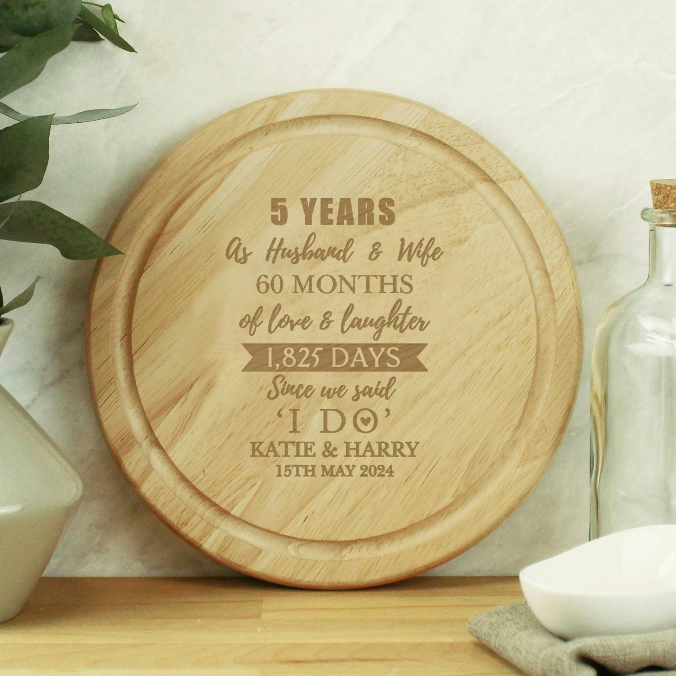 Rackhams Grain Personalised 5Th Anniversary Heart Chopping Board