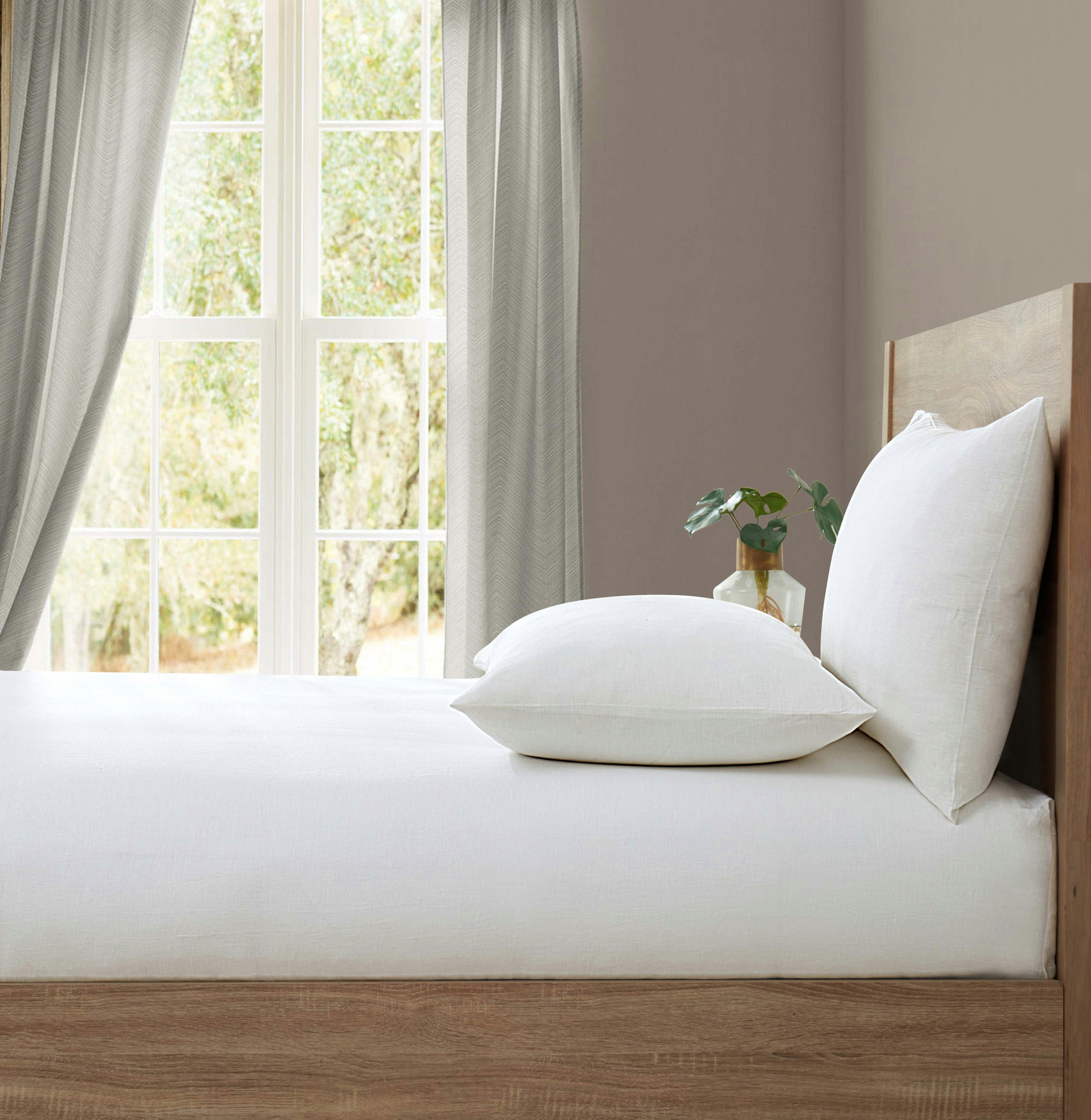 Rackhams White 'Pure Washed Linen' Fitted Sheet - King