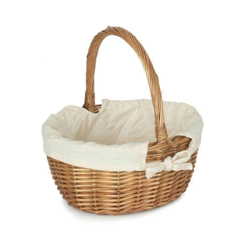 Rackhams White Double Steamed Oval Wicker Shopping Basket