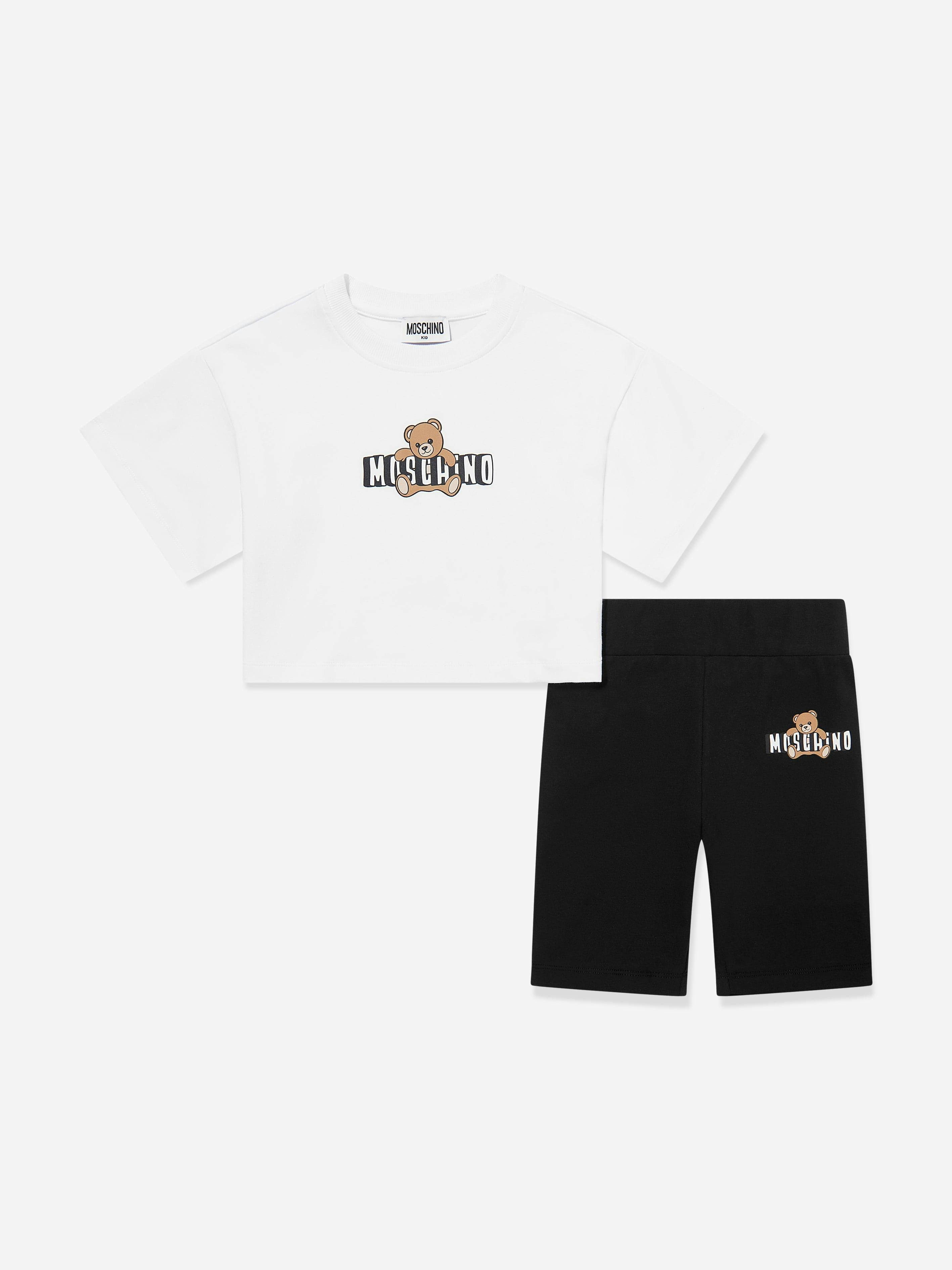 Moschino Kids Girls White Moschino Teddy Bear Logo Short Set In - 14 Yrs
