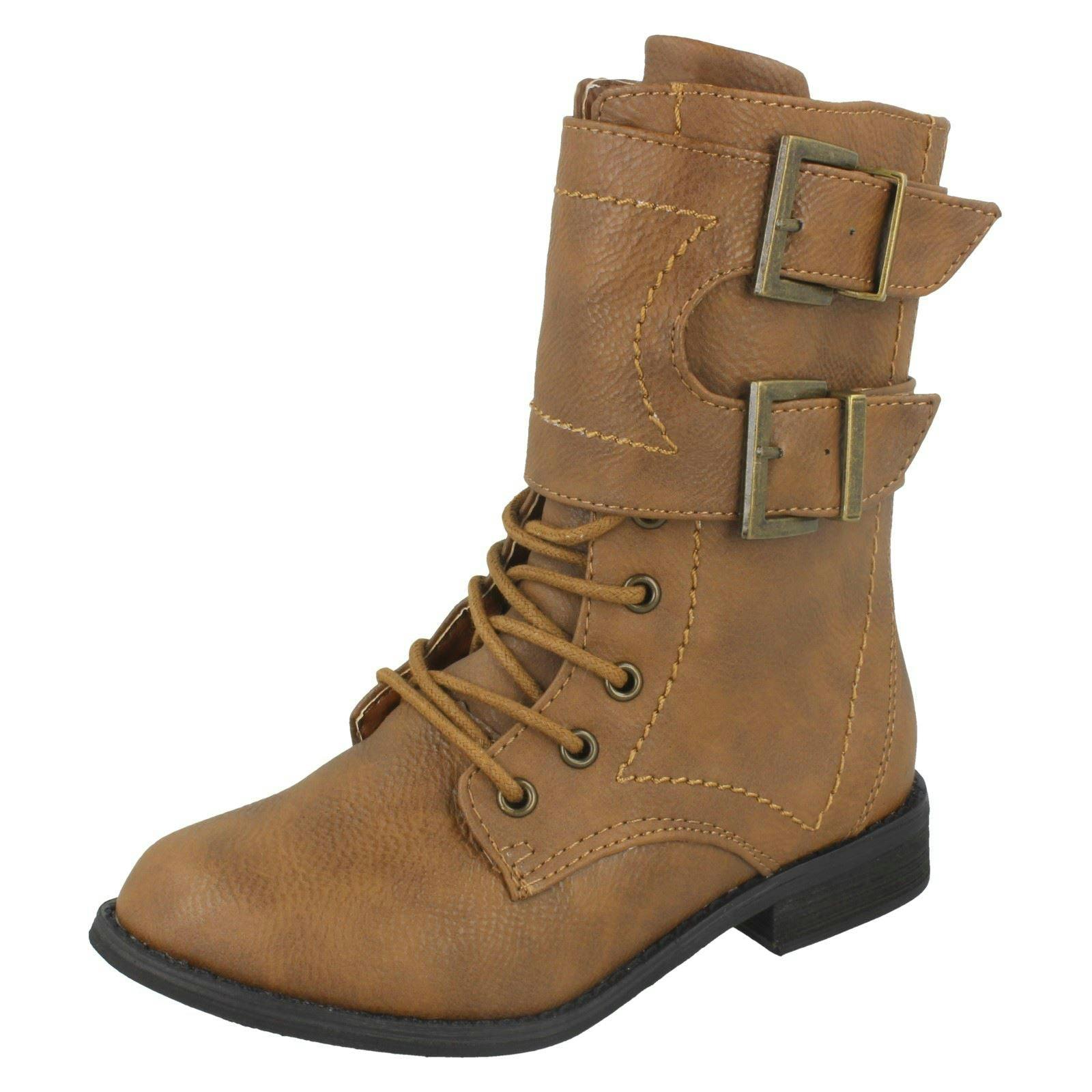 Spot On Girls Boots With Buckle Design - Tan - Uk 11 Child