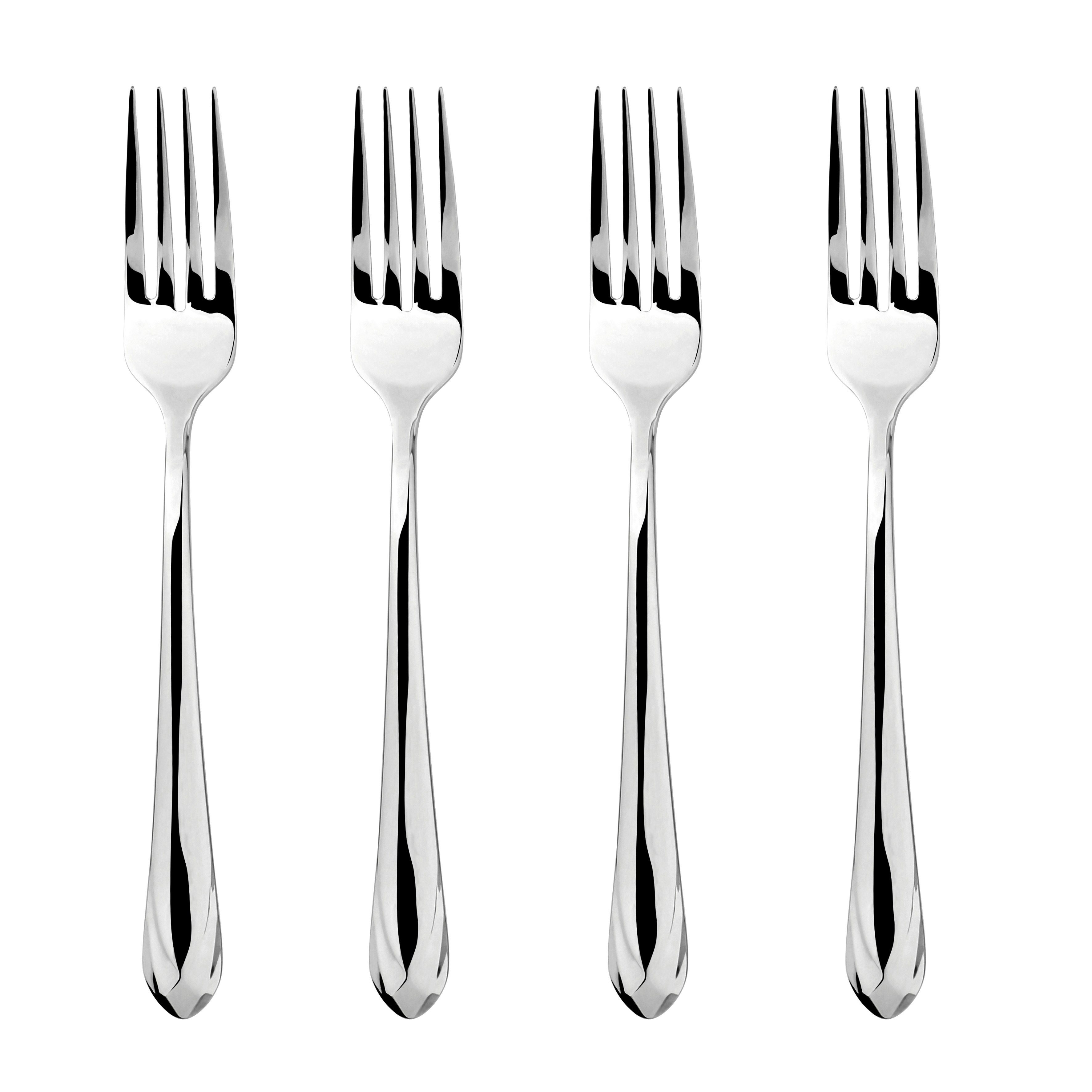Glim & Glam Silver Cutlery 18/8 Stainless Steel Dinner Fork 4Pc Set Versailles - Stainless Steel - Dinner Fork