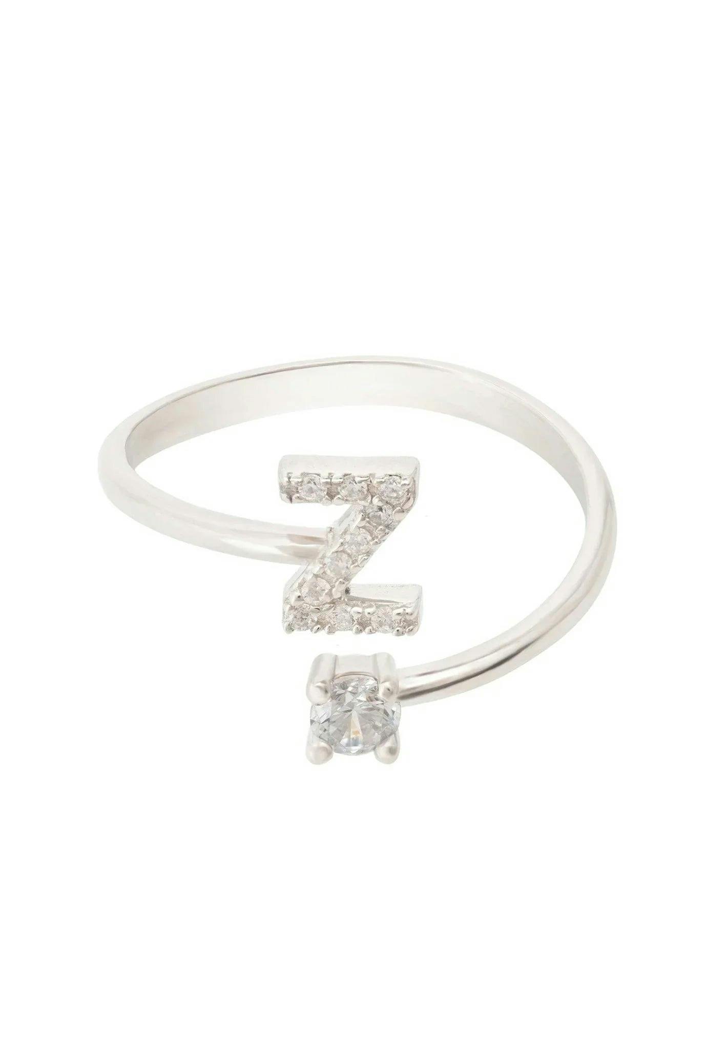 Latelita Silver Initial Ring Z