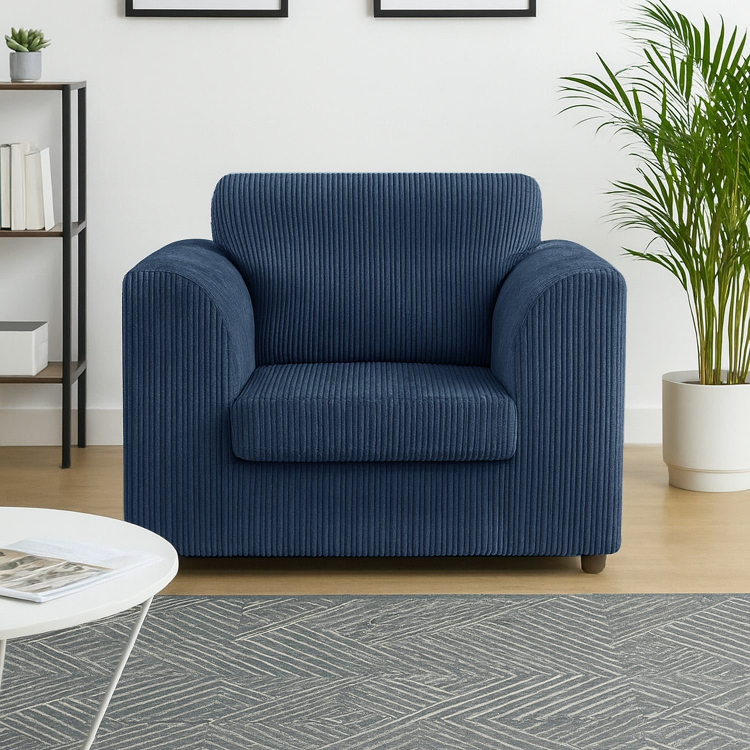 Furnishings For Less Blue Luxor / Ferguson Cord Armchair - Marine