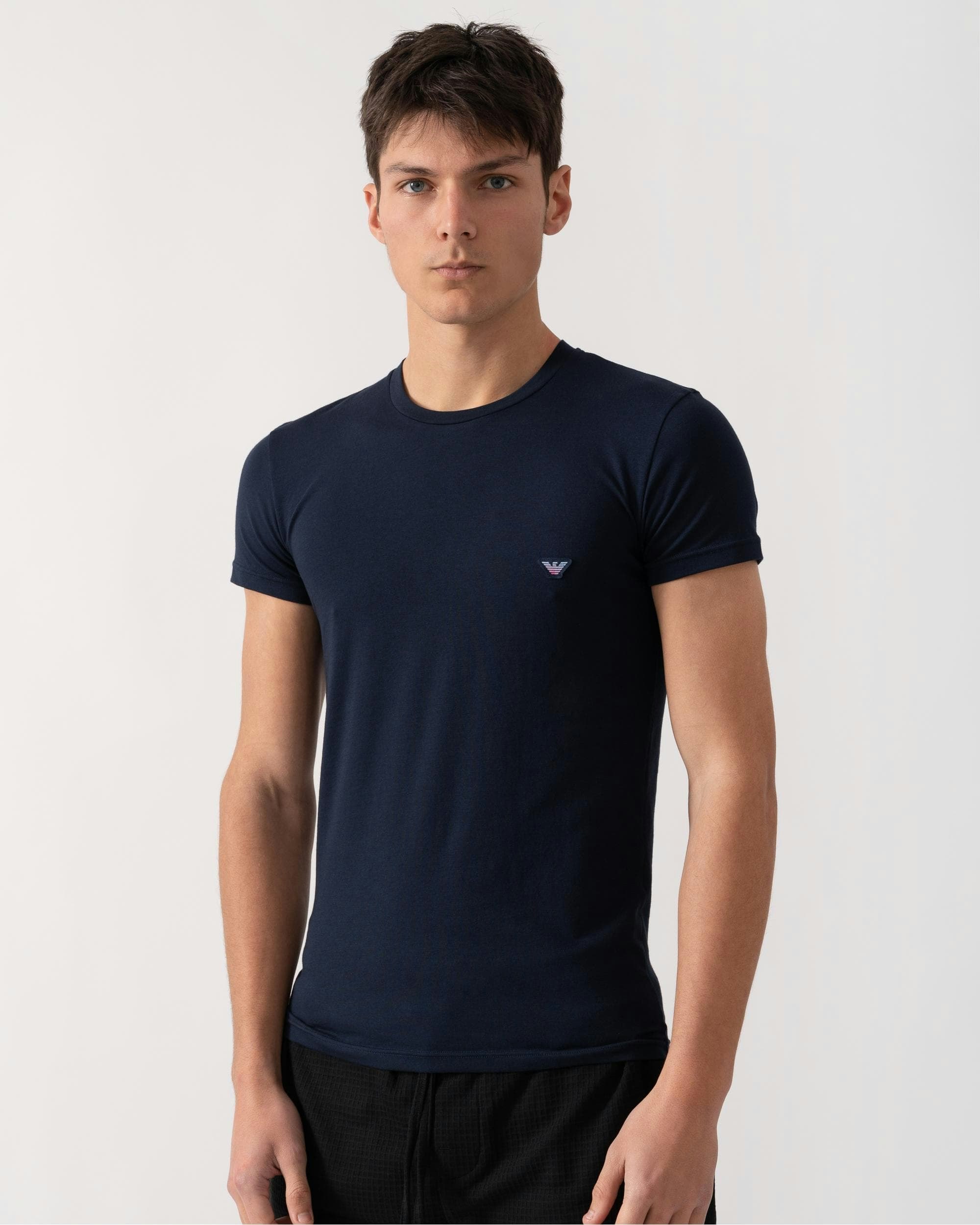 Emporio Armani Men's Blue Eagle Logo Slim Fit Loungewear T-Shirt - Armani - Xl