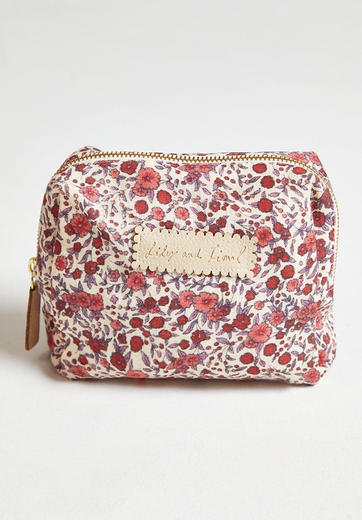 Lily And Lionel Pink Maya Aster Print Cosmetic Bag In