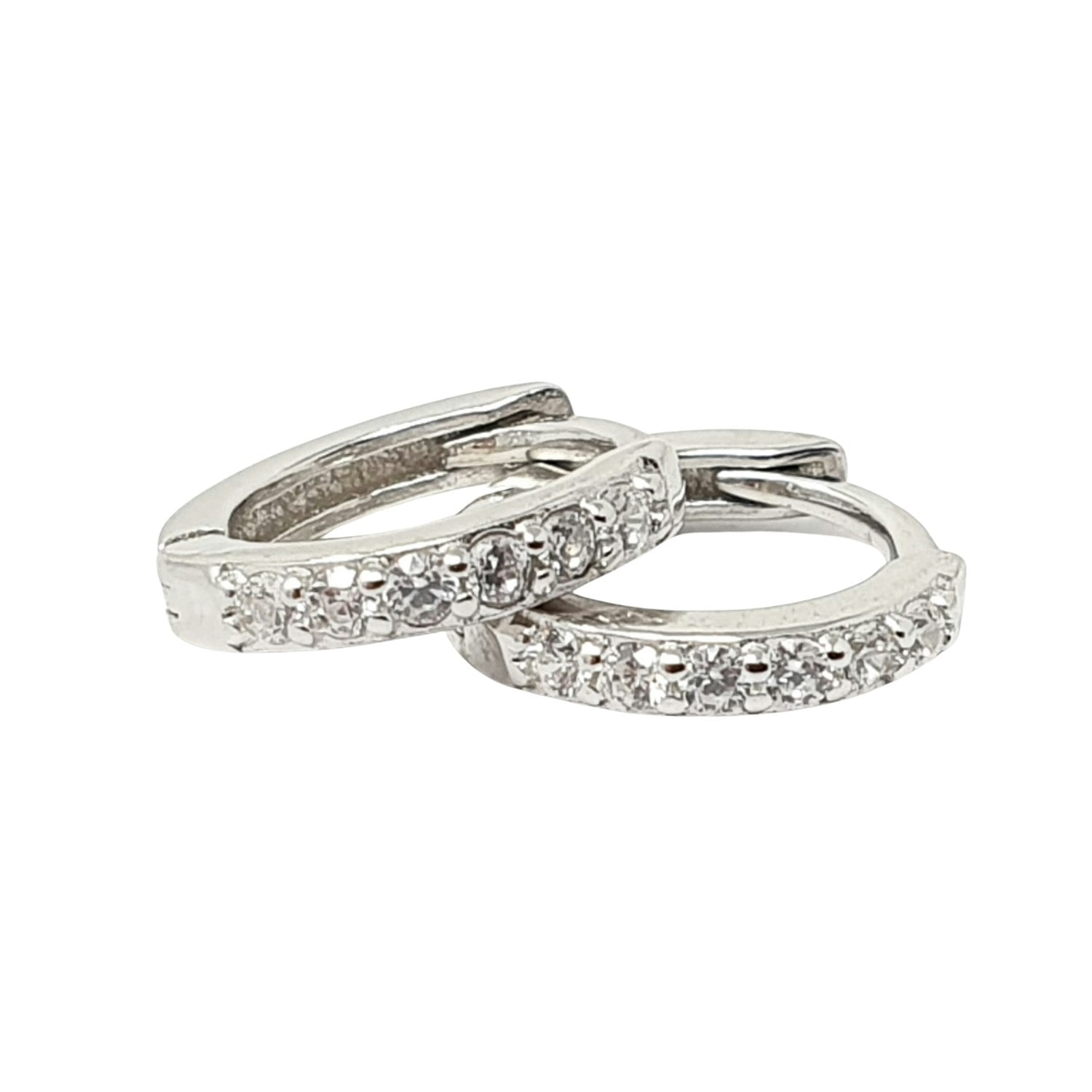 Harfi Silver Diamond April Birthstone Small Huggie Hoops