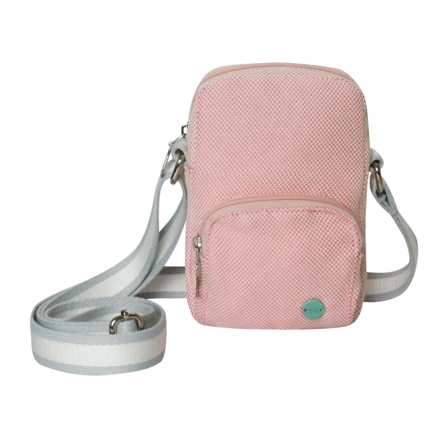 Earth Squared Pink Canvas Phone Pouch Crossbody Bag