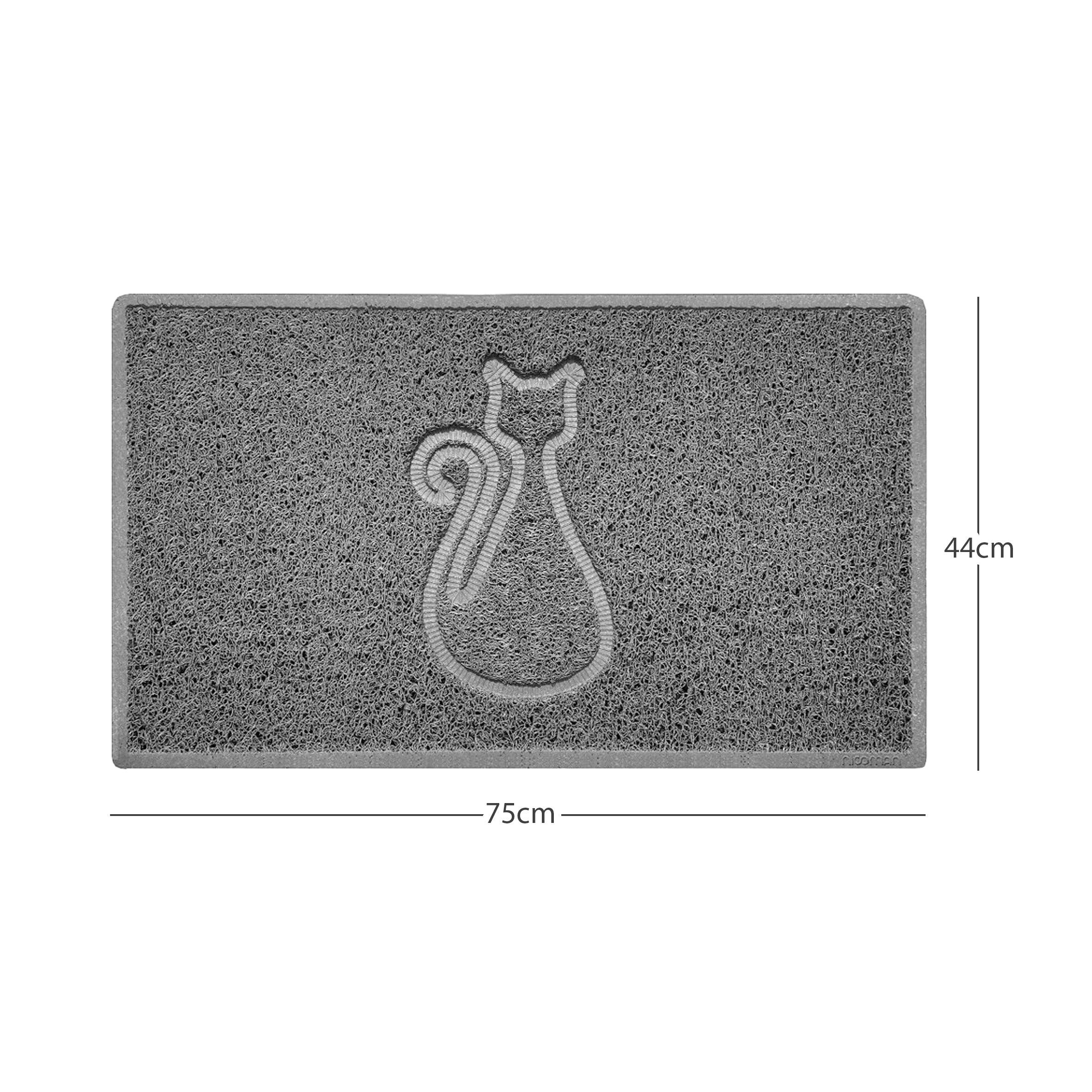 Rackhams Grey "Cat" Embossed Loofah Textured Spaghetti Door Mat - 75Cm X 44Cm - Yes (Suitable For Indoors)