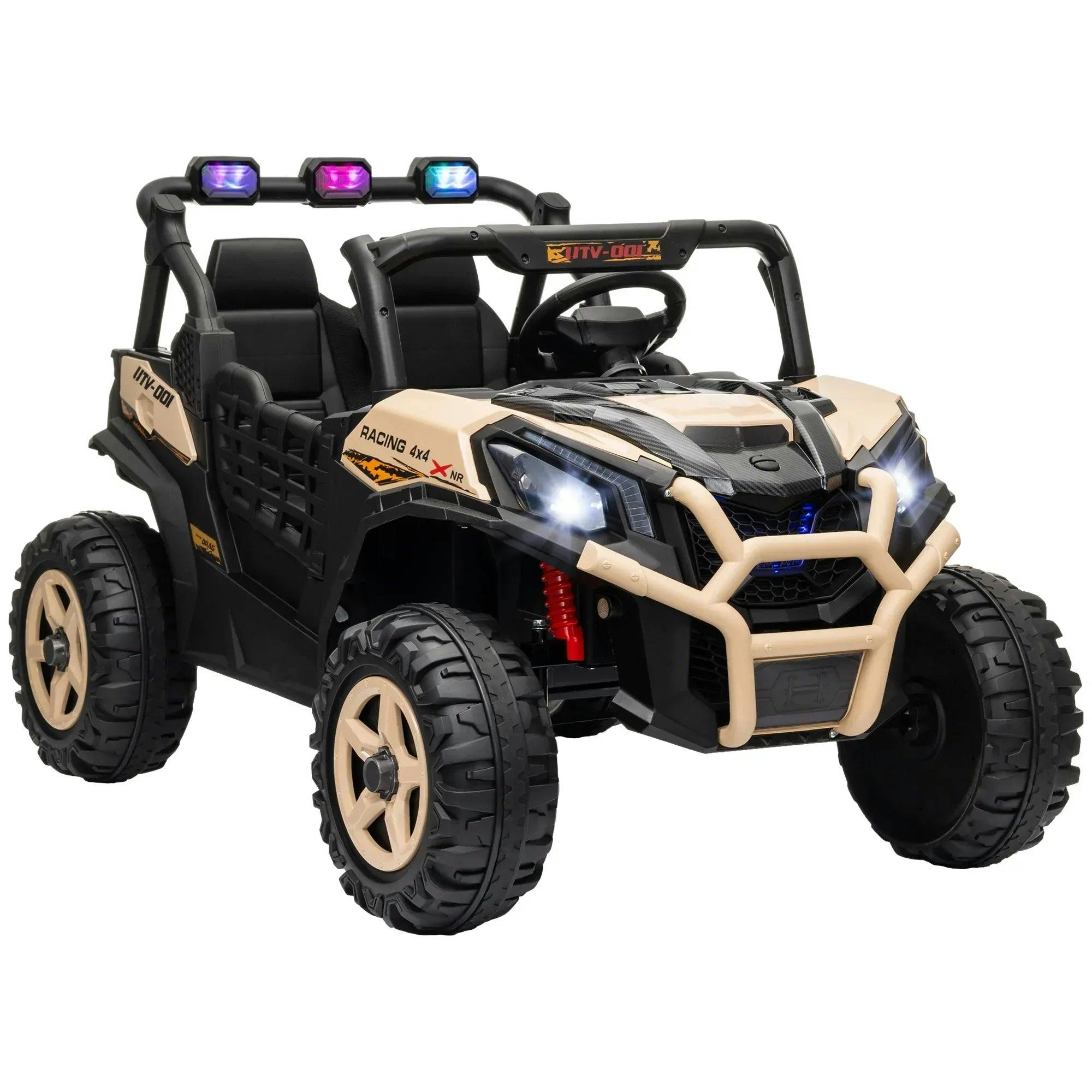 AIYAPLAY Kids Electric Ride on Car 2-Seater with Remote Control 24V Khaki | Truck UTV, Suspension System, LED Lights, Horn, Music, for 3-8 Years - Image 5