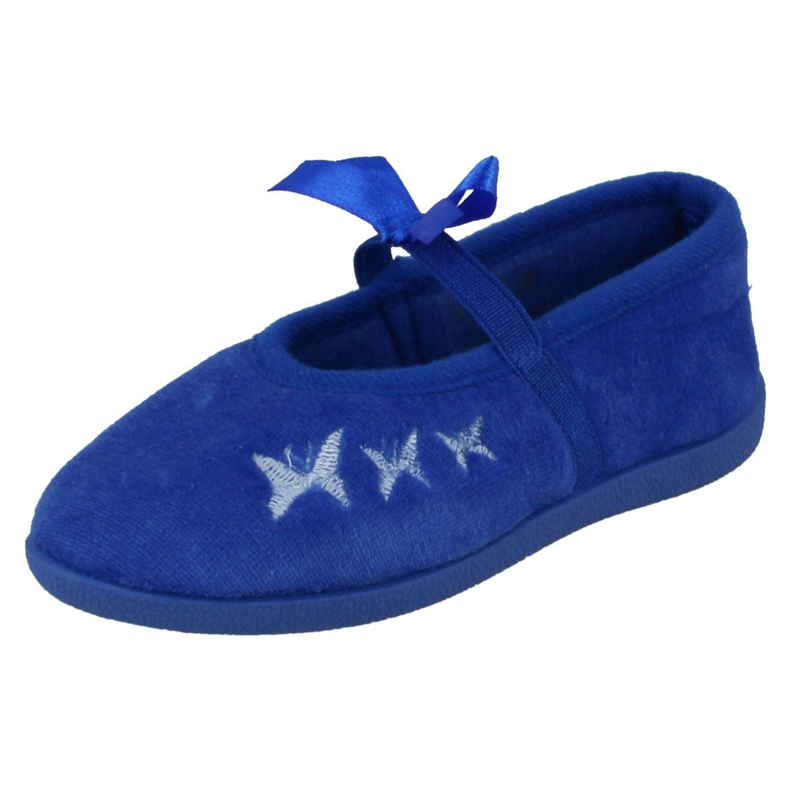 Spot On Women's Blue Infant Girls Slippers With Butterfly Stitching - Uk 7 Infant