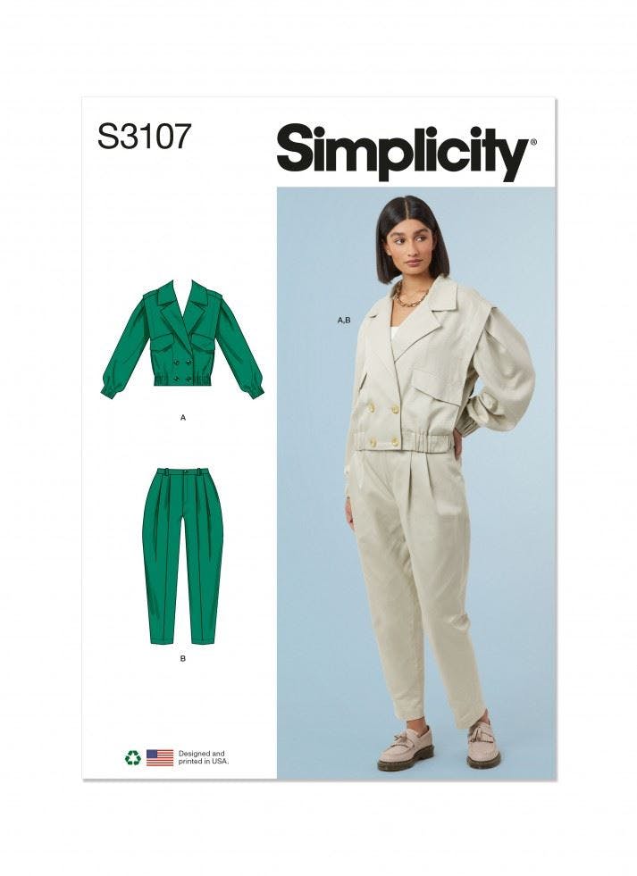 Simplicity Women's Sewing Pattern 3107, Jackets, Trousers For K5 (8-10-12-14-16) - Intermediate - K5 (8-10-12-14-16)