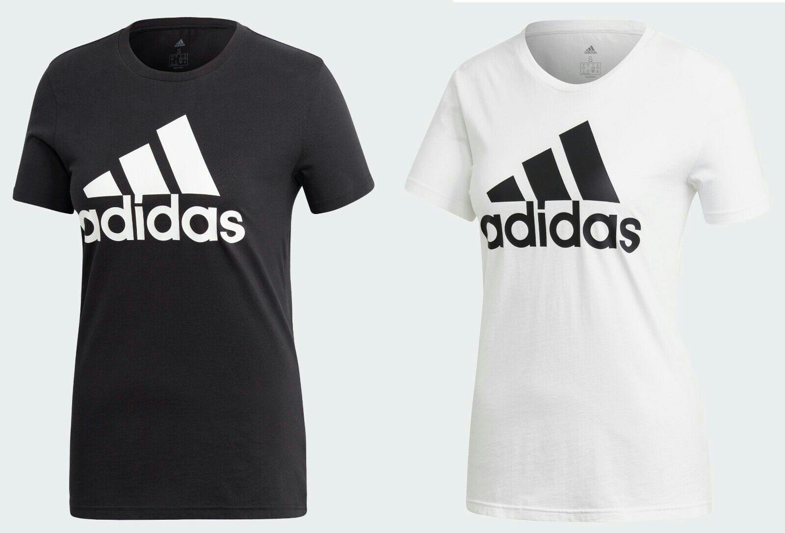 Adidas Women's Black/White Cotton T Shirt - Xxs
