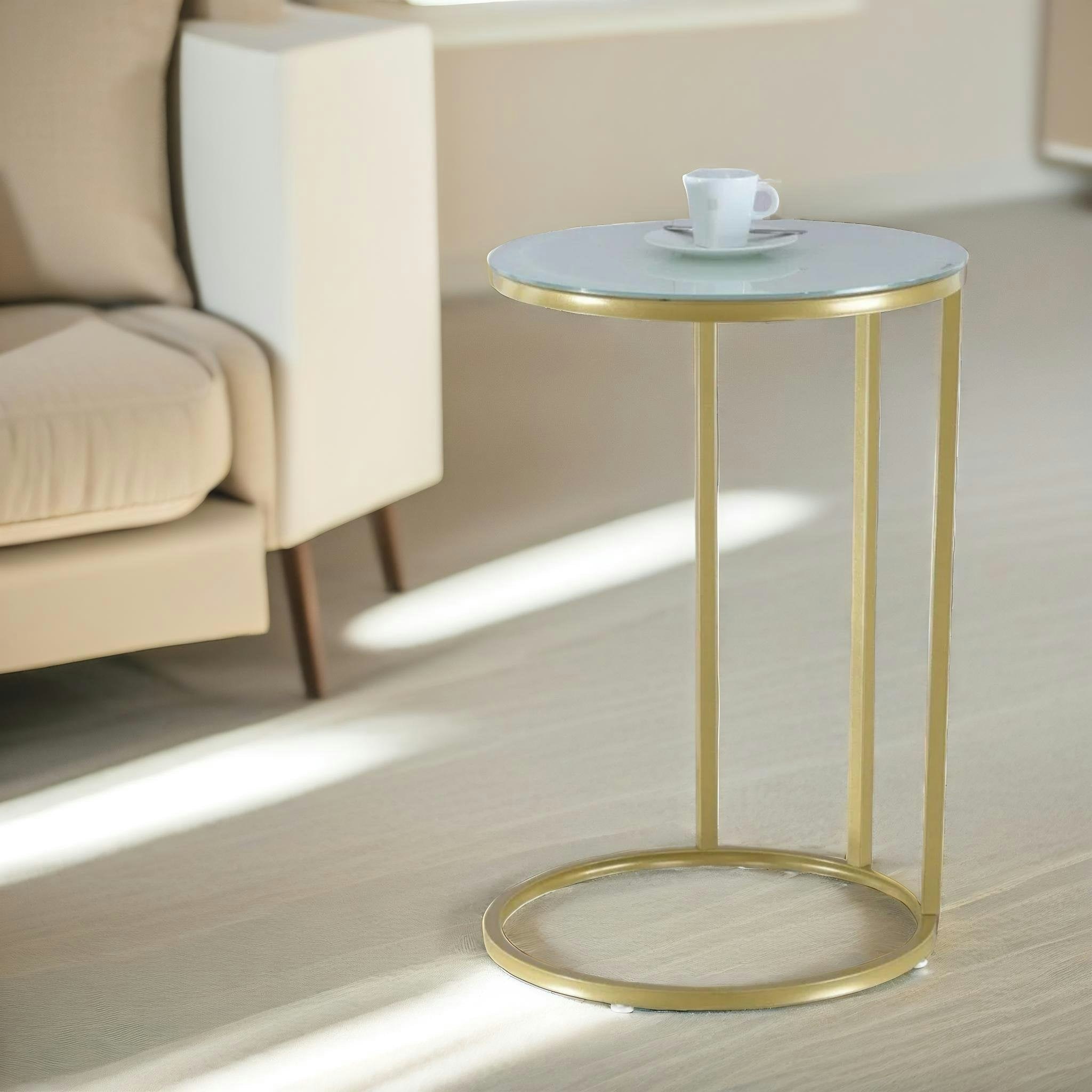 Rafaelo Mobilia Gold Round C Shaped Side Table 2.8Kg