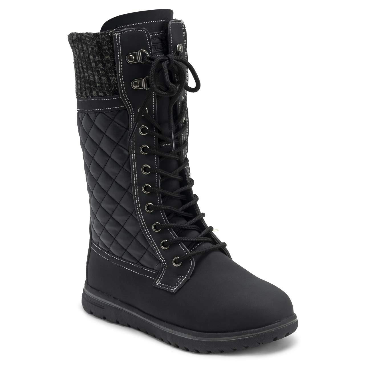 Viva Women's Black Polar Boot Fleece Lined Snow Winter Hiking Durable Ankle Boots - 9 - Leather Cardy