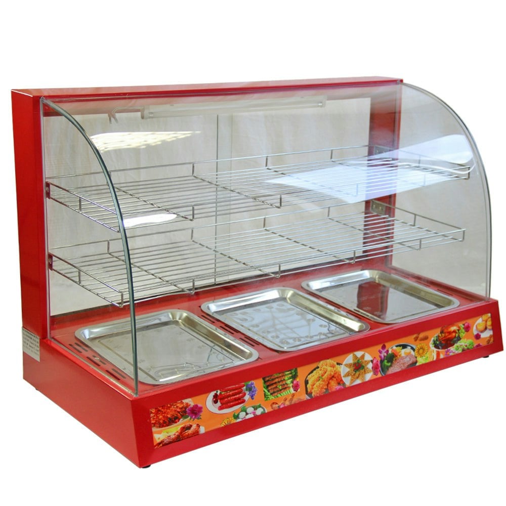 Kukoo Red/Light 90Cm Wide Glass Food Warmer