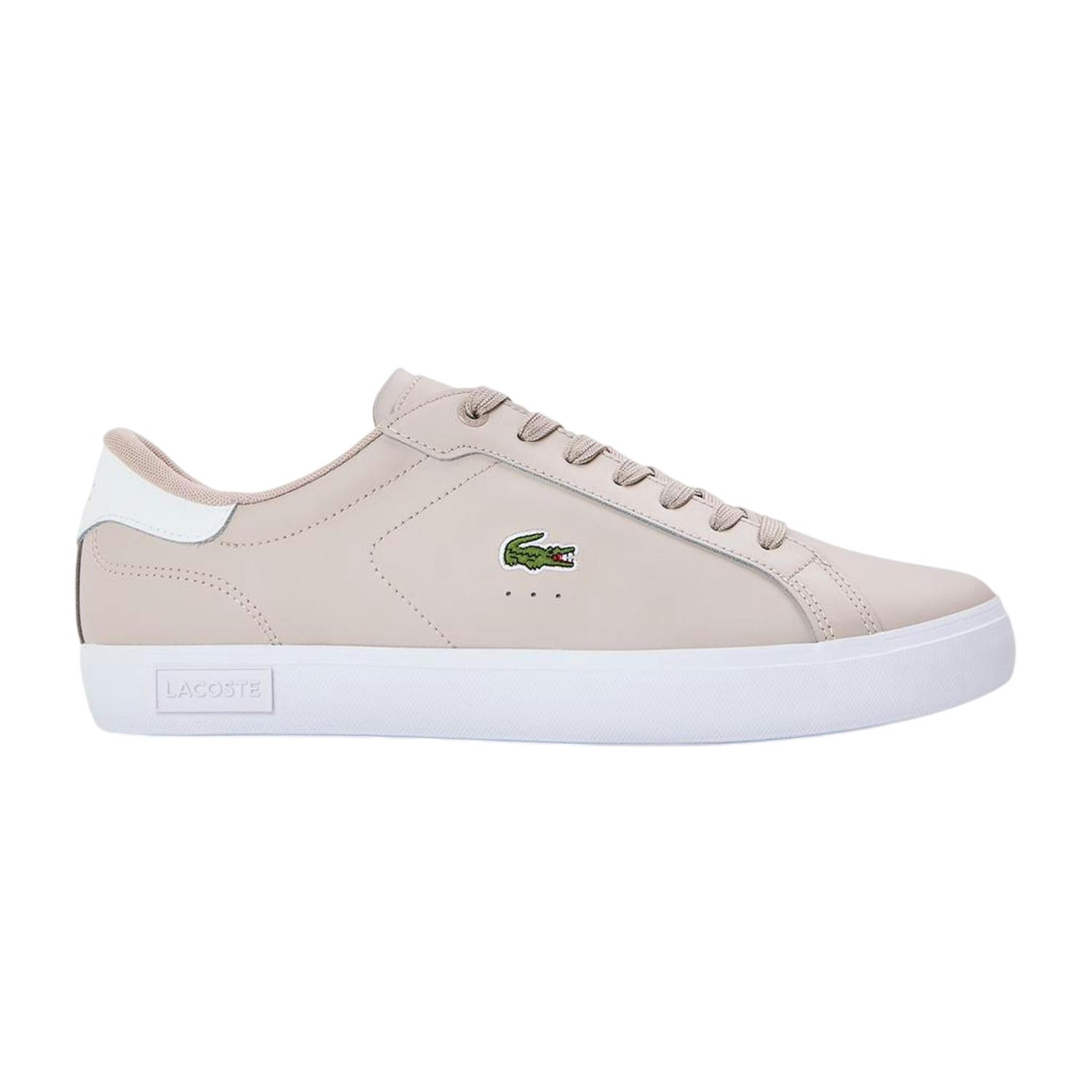 Lacoste Men's Grey/White Powercourt Leather Flat Trainers - 11 Uk - 100% Mixed