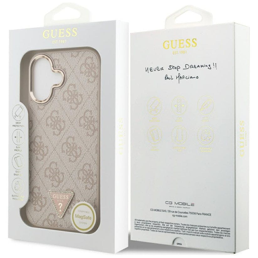 Guess Gold 4G Triangle Logo Case With Magsafe For Iphone 17 6.3" Rose - Guhmp17sp4gtdgmp