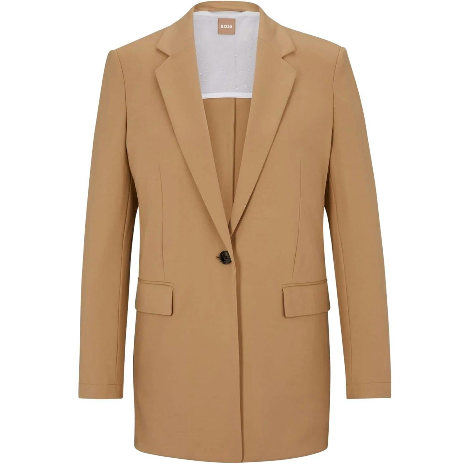 Boss Women's Beige Jernara1 Blazer - Medium - 6 Uk - Medium - 81% Polyamide/19% Elastane