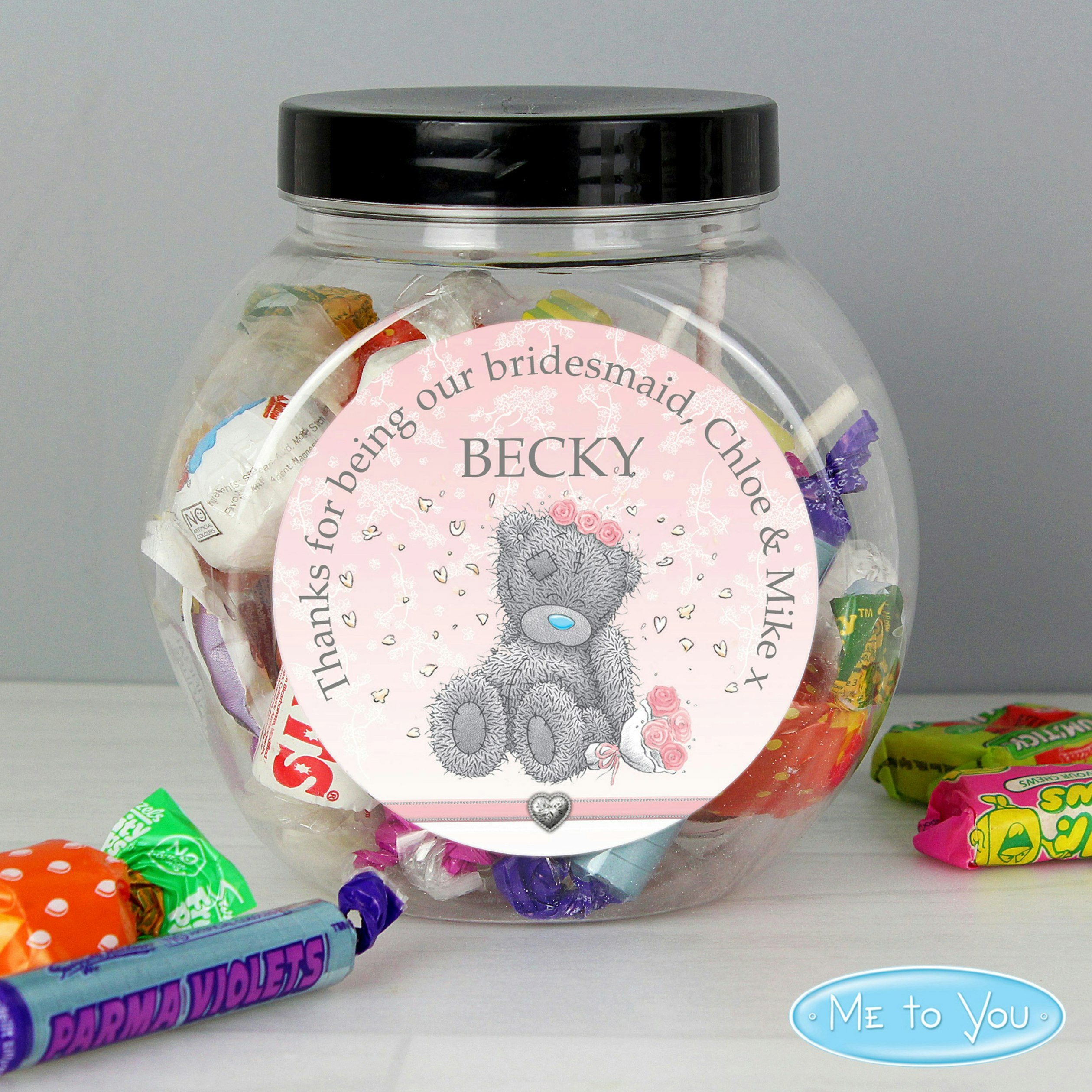 Personalised Memento Company Black Personalised Me To You Bridesmaid Wedding Sweet Jar
