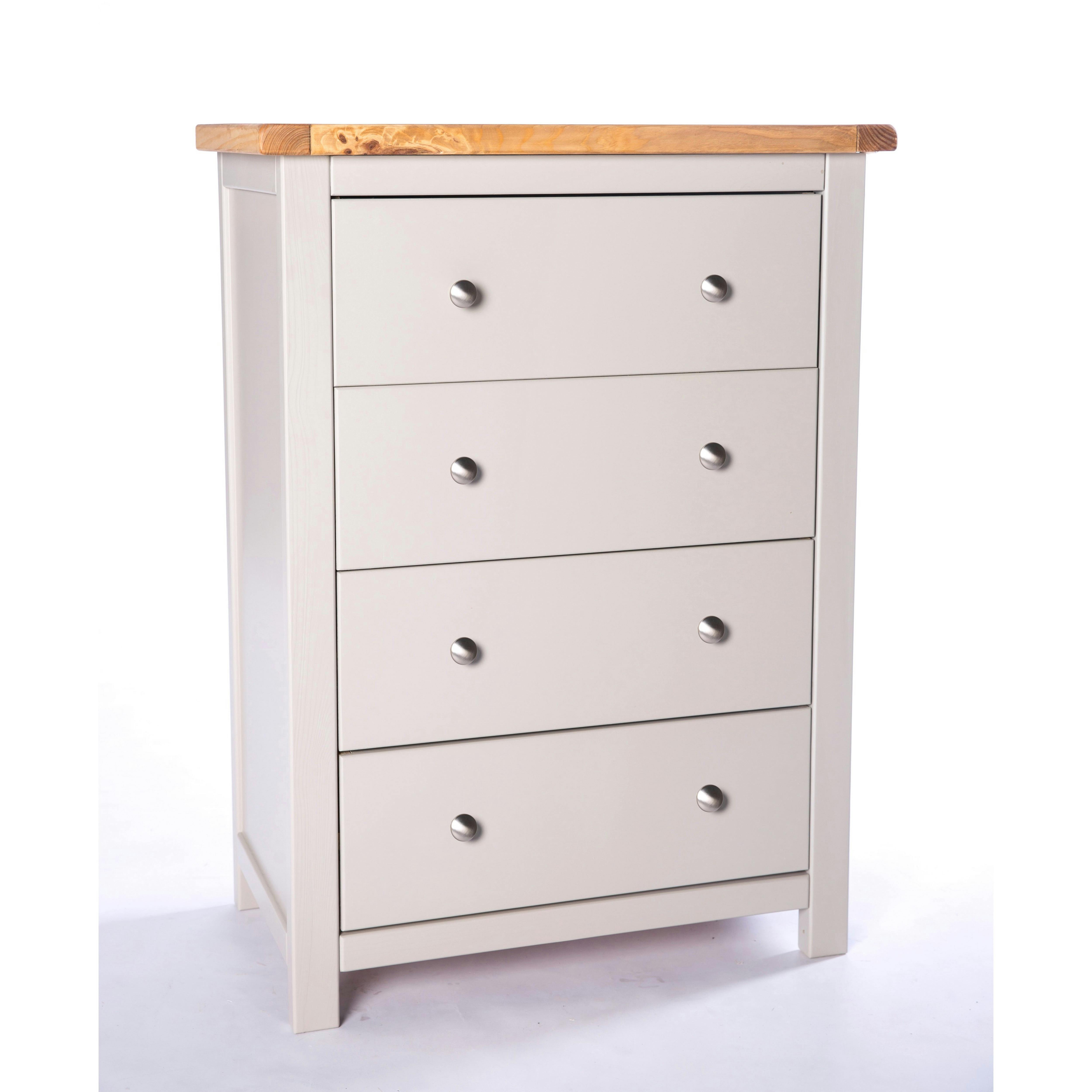 Rackhams Light/Grey Argenta 4 Drawer Chest Of Drawers Chrome Knob