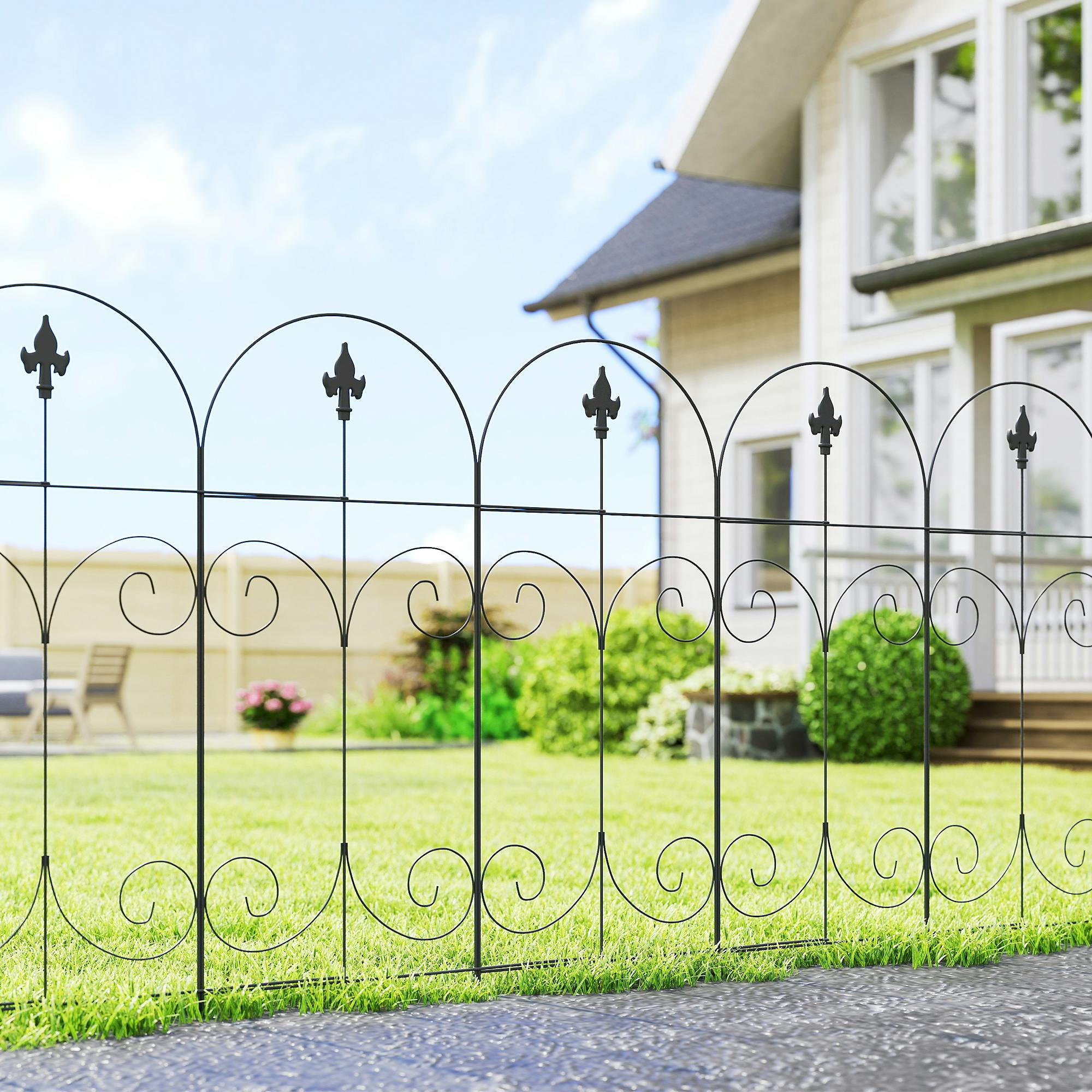 Outsunny Decorative Garden Fencing 8Pcs 44In X 12.5Ft Metal Border Edging - Image 3
