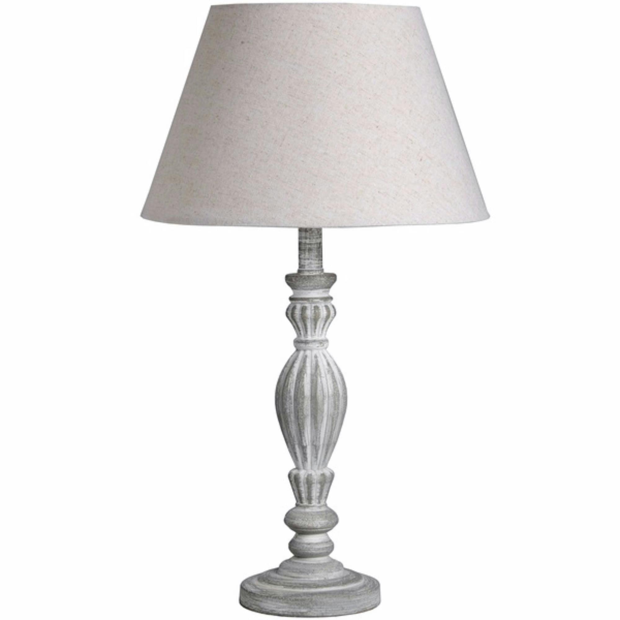 Rackhams Light/Grey/Beige Aegina Table Lamp (Uk Plug) - / - One Size - / - 50% Wood/50% Linen