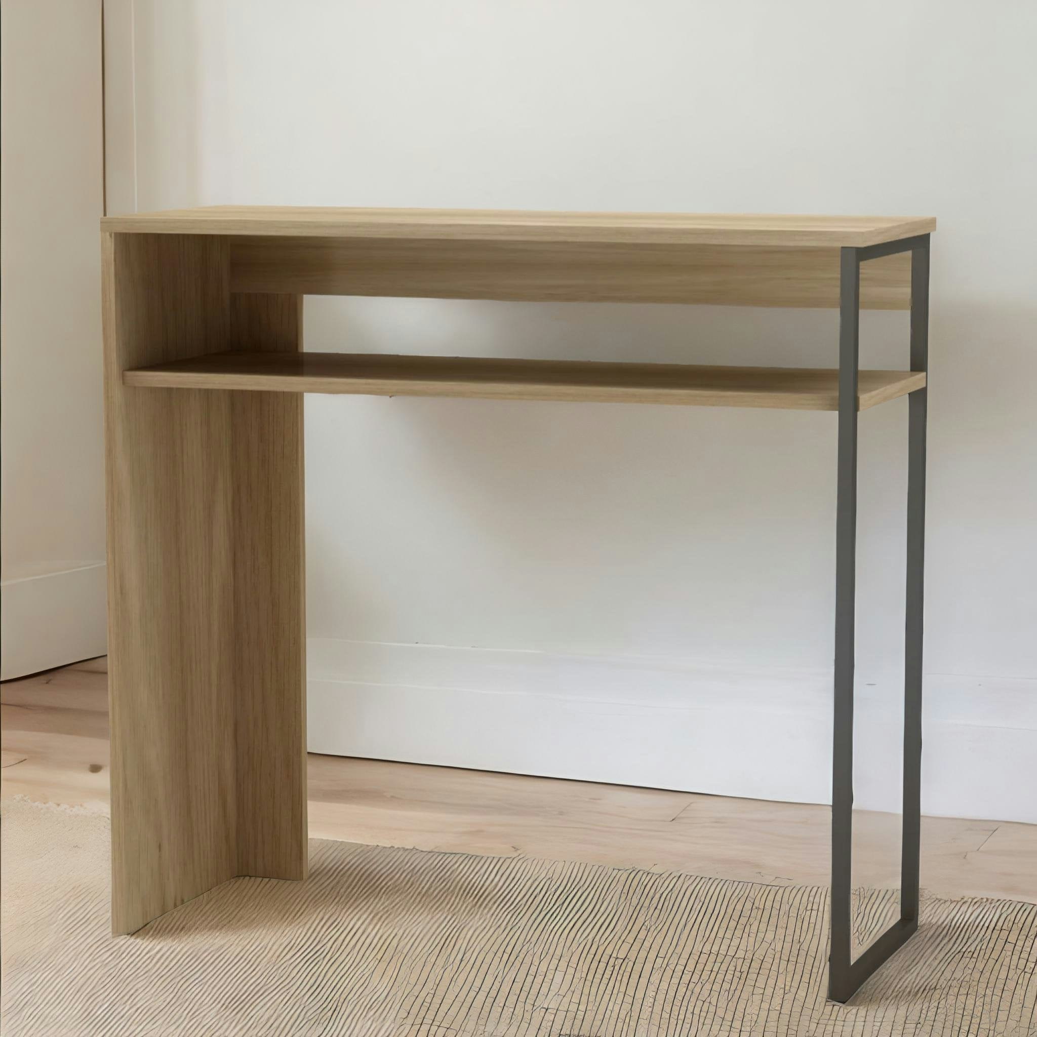 Rackhams 2 Tier Hallway Console Table With Steel Frame Oak